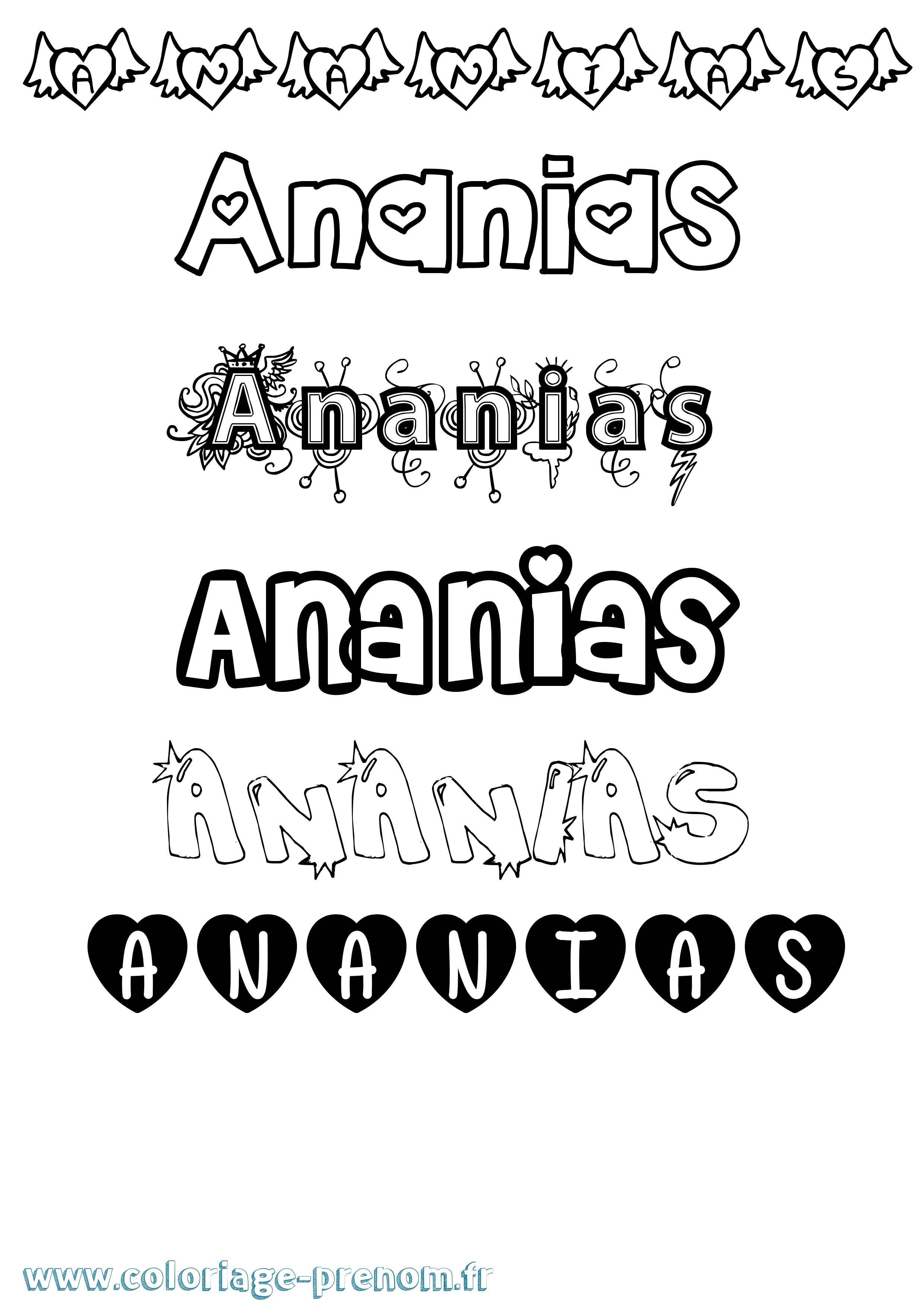Coloriage prénom Ananias Girly