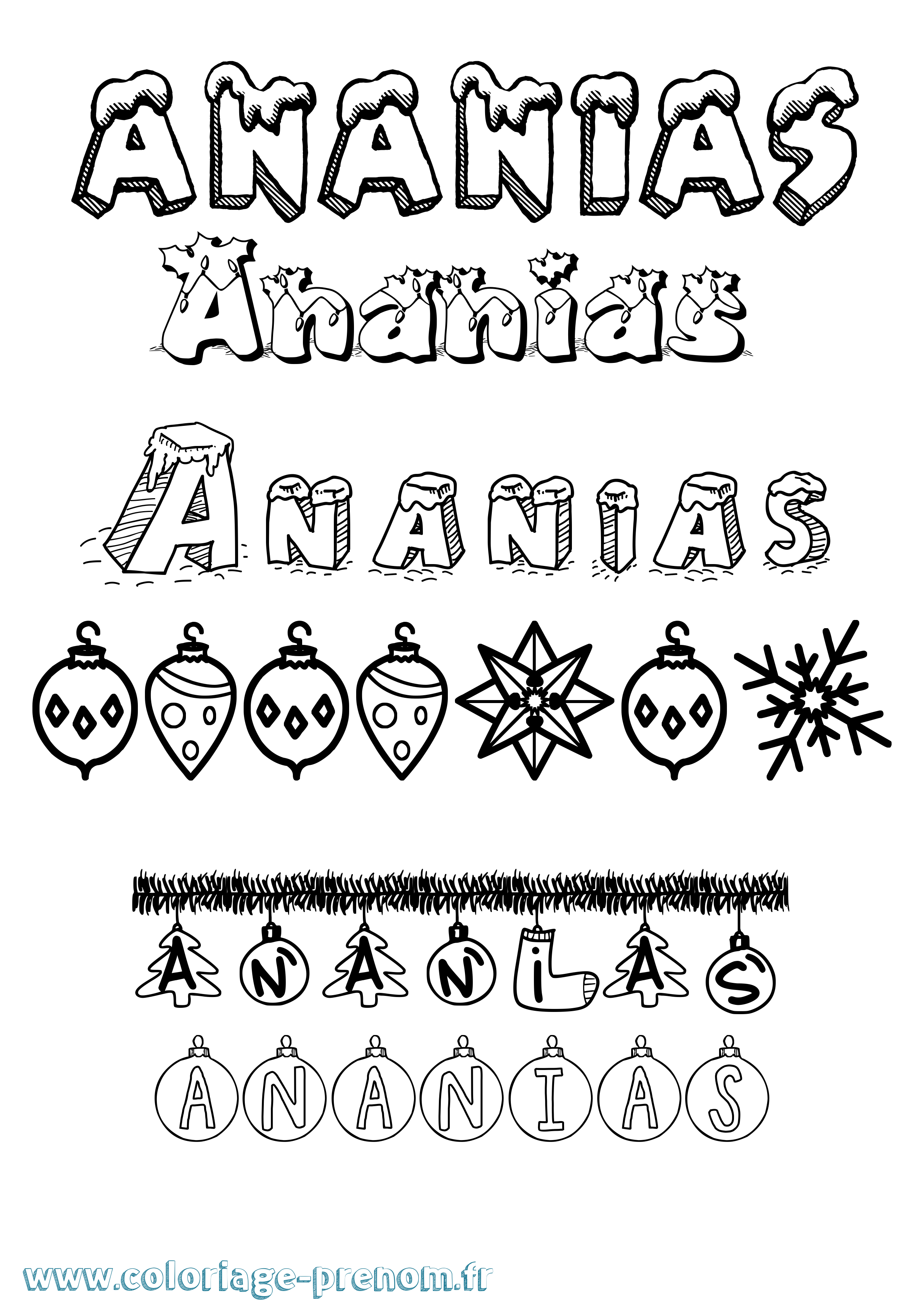 Coloriage prénom Ananias Noël