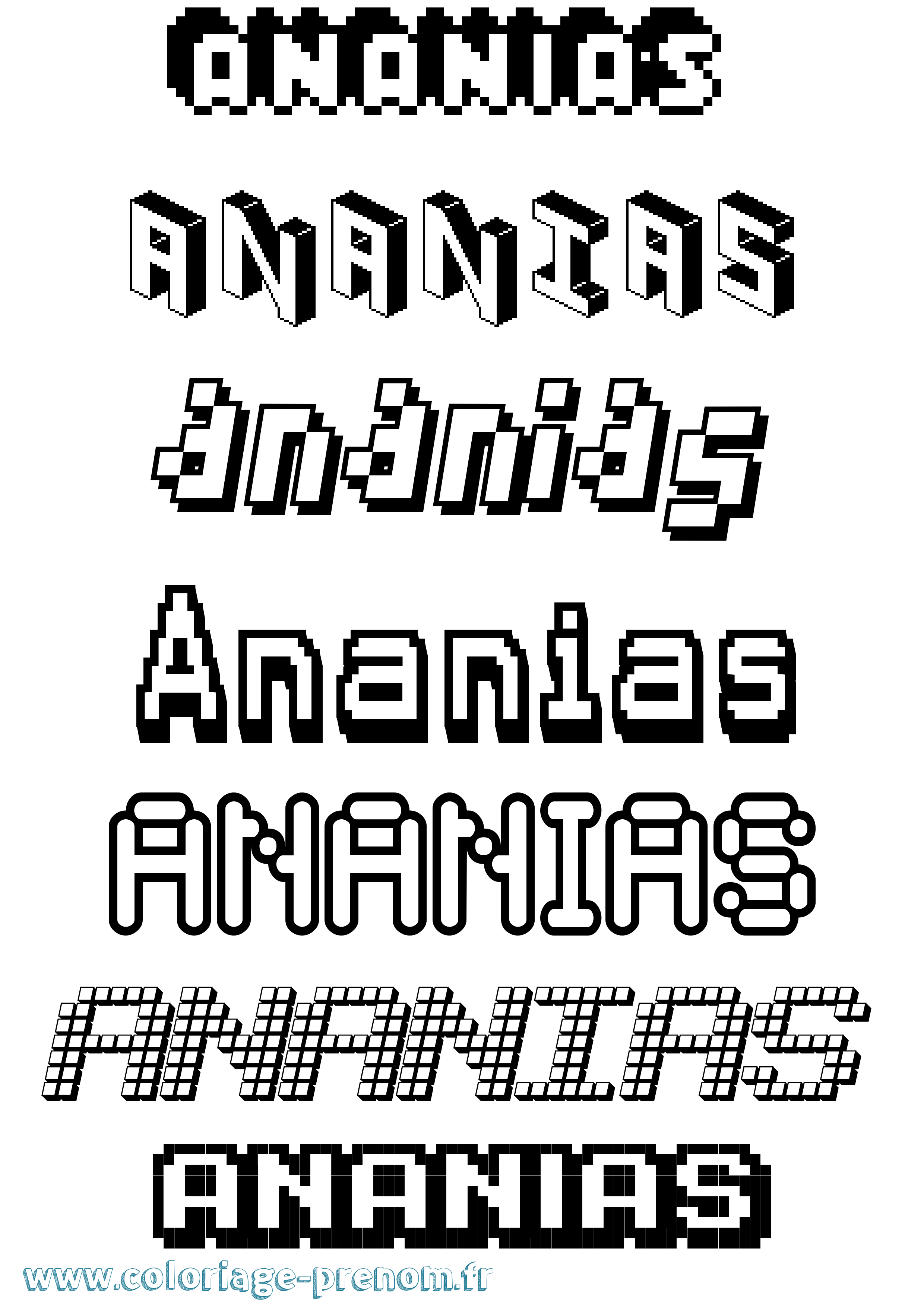 Coloriage prénom Ananias Pixel