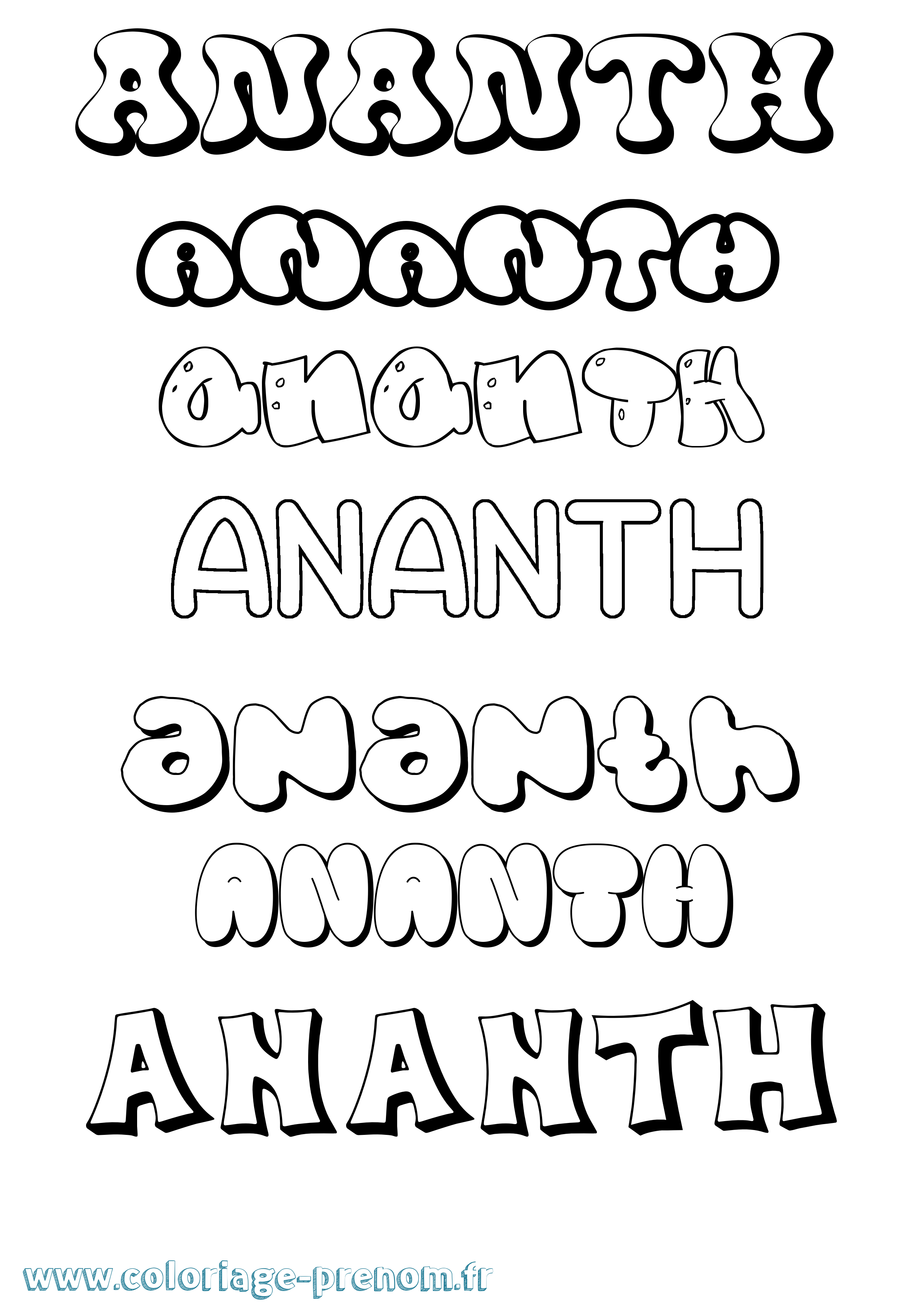 Coloriage prénom Ananth Bubble