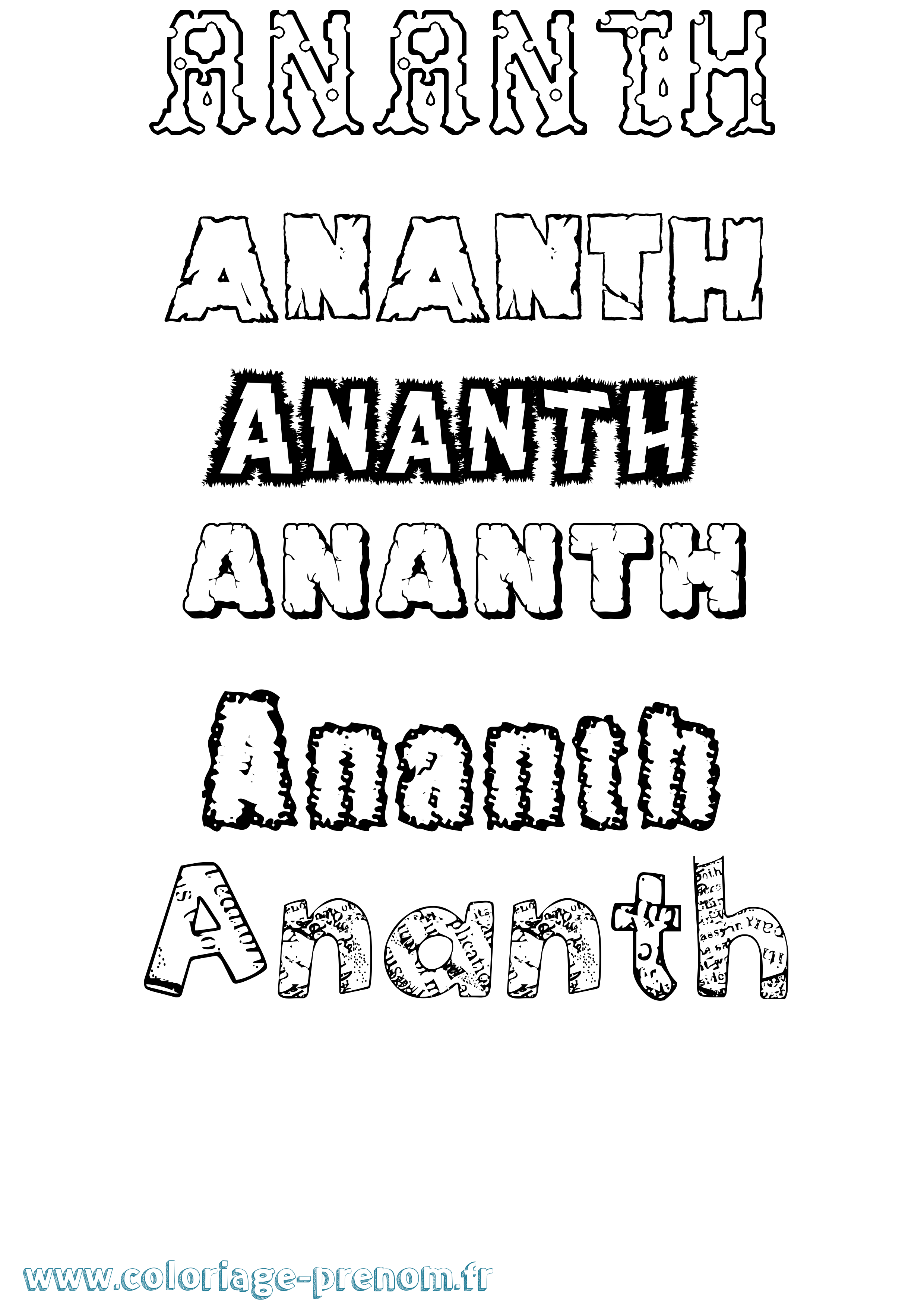 Coloriage prénom Ananth Destructuré