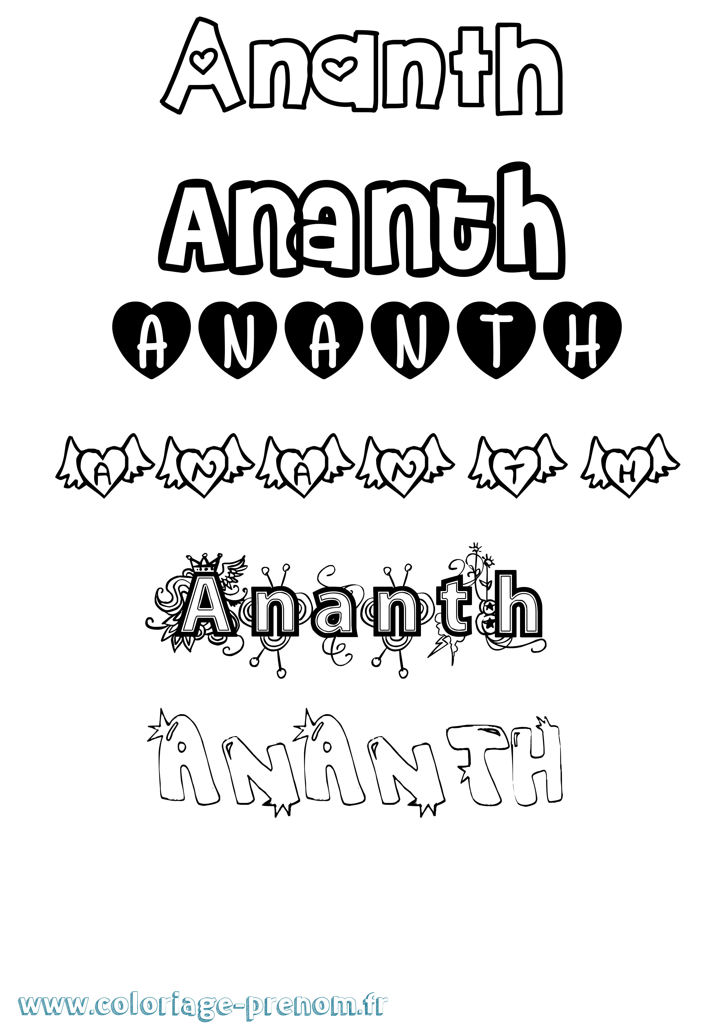 Coloriage prénom Ananth Girly
