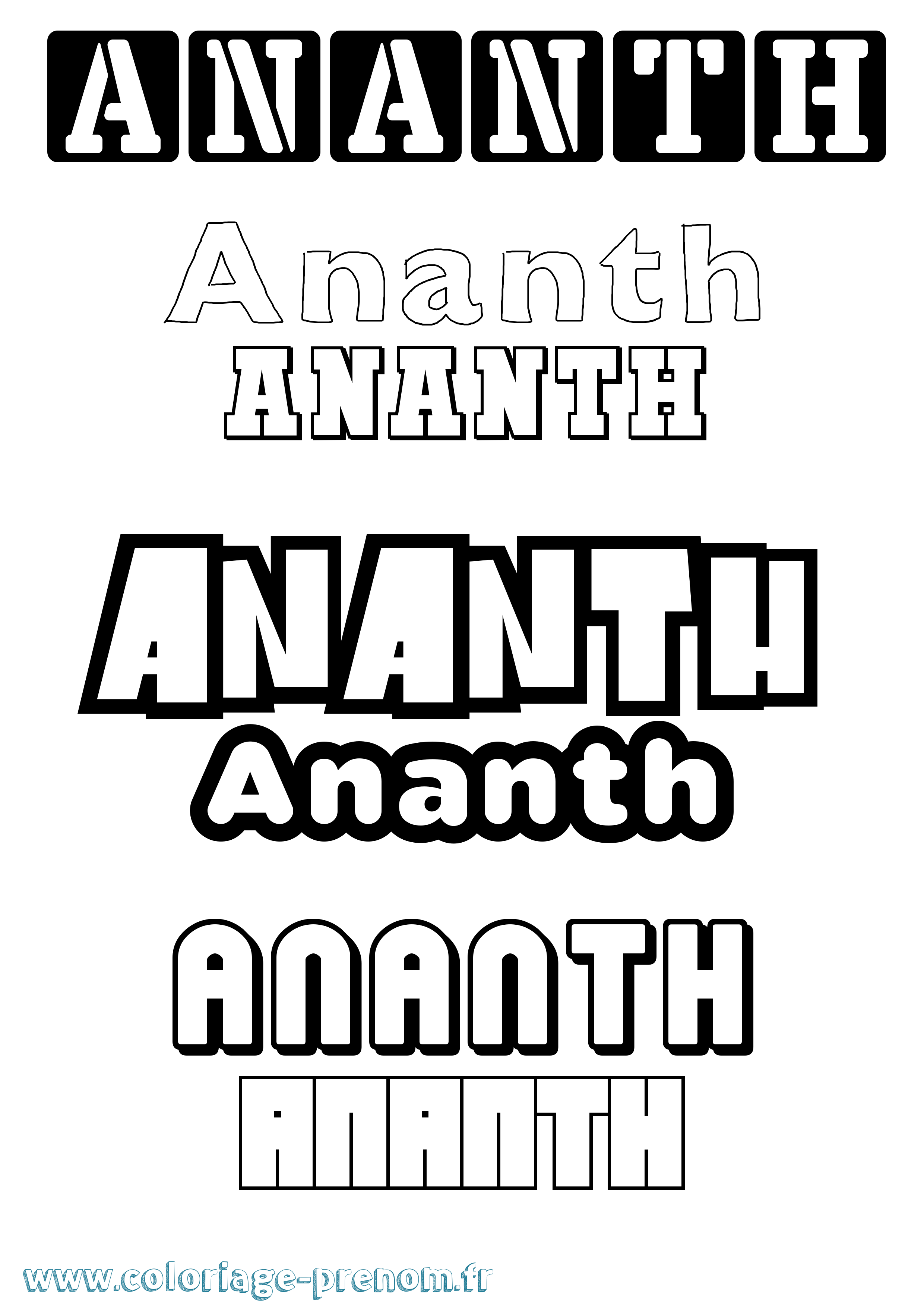 Coloriage prénom Ananth Simple