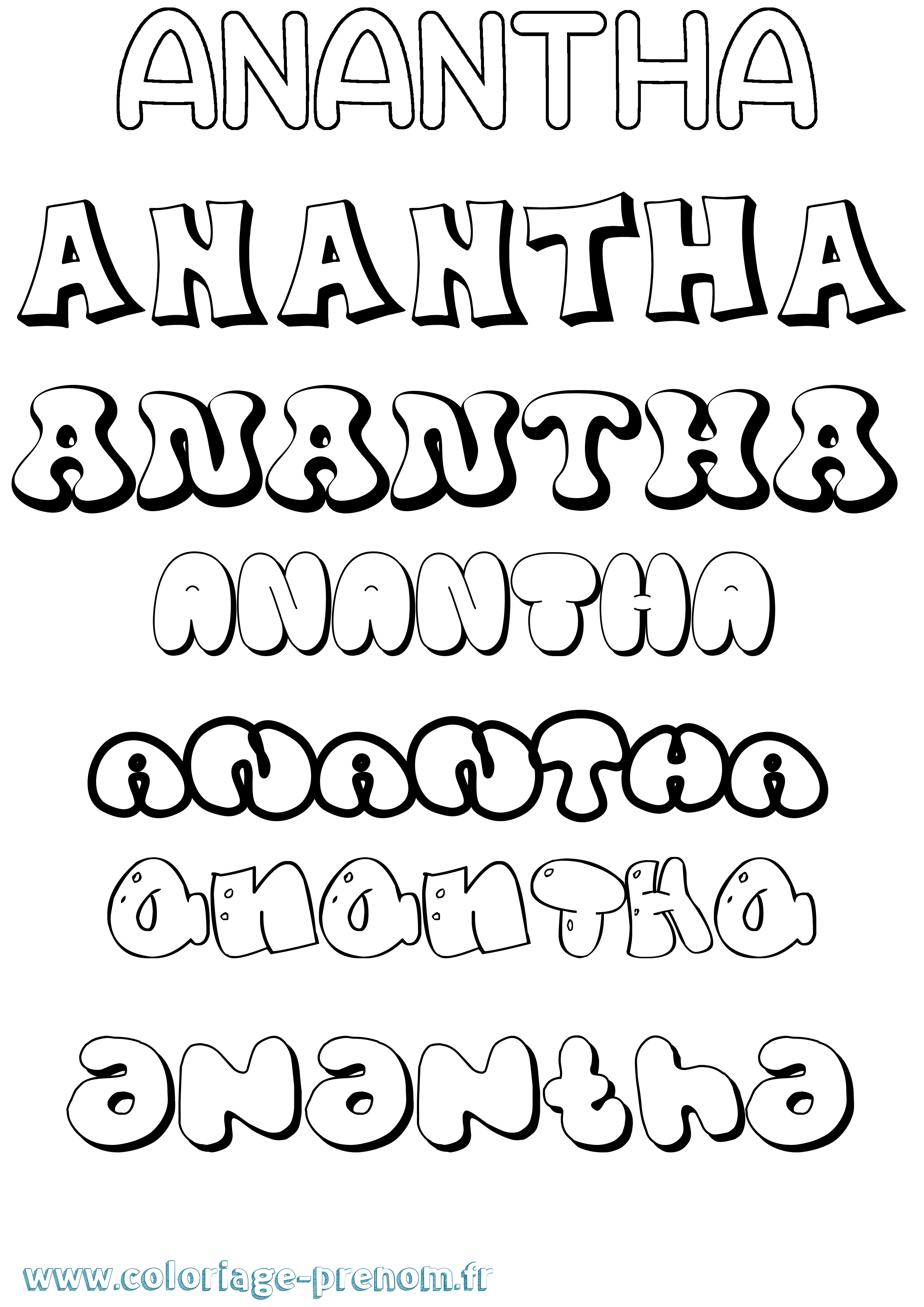 Coloriage prénom Anantha Bubble