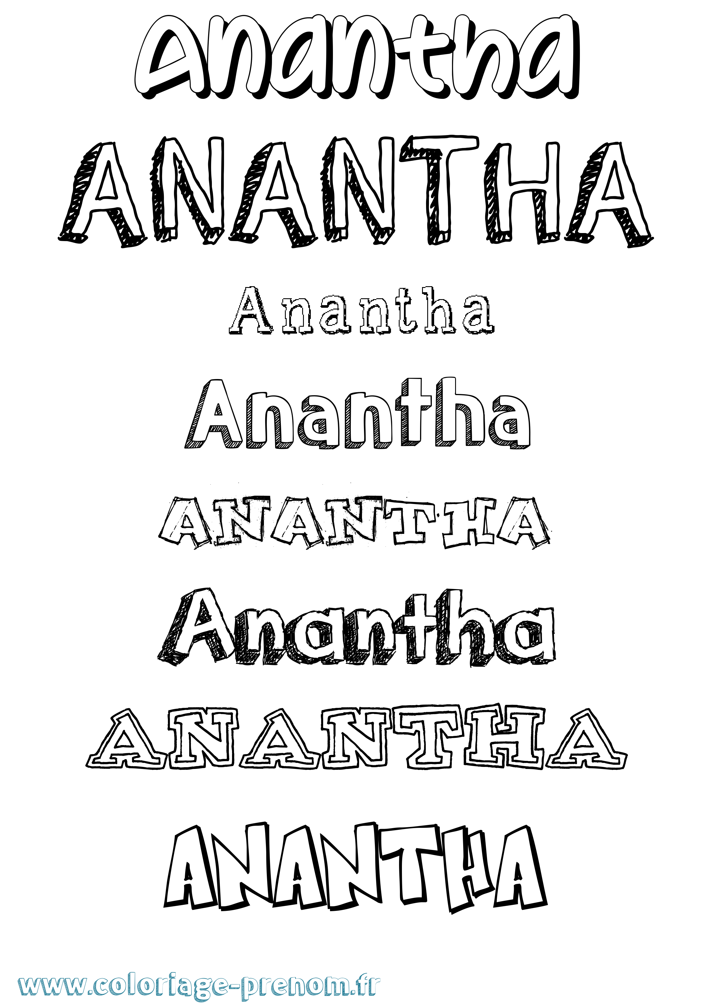 Coloriage prénom Anantha Dessiné