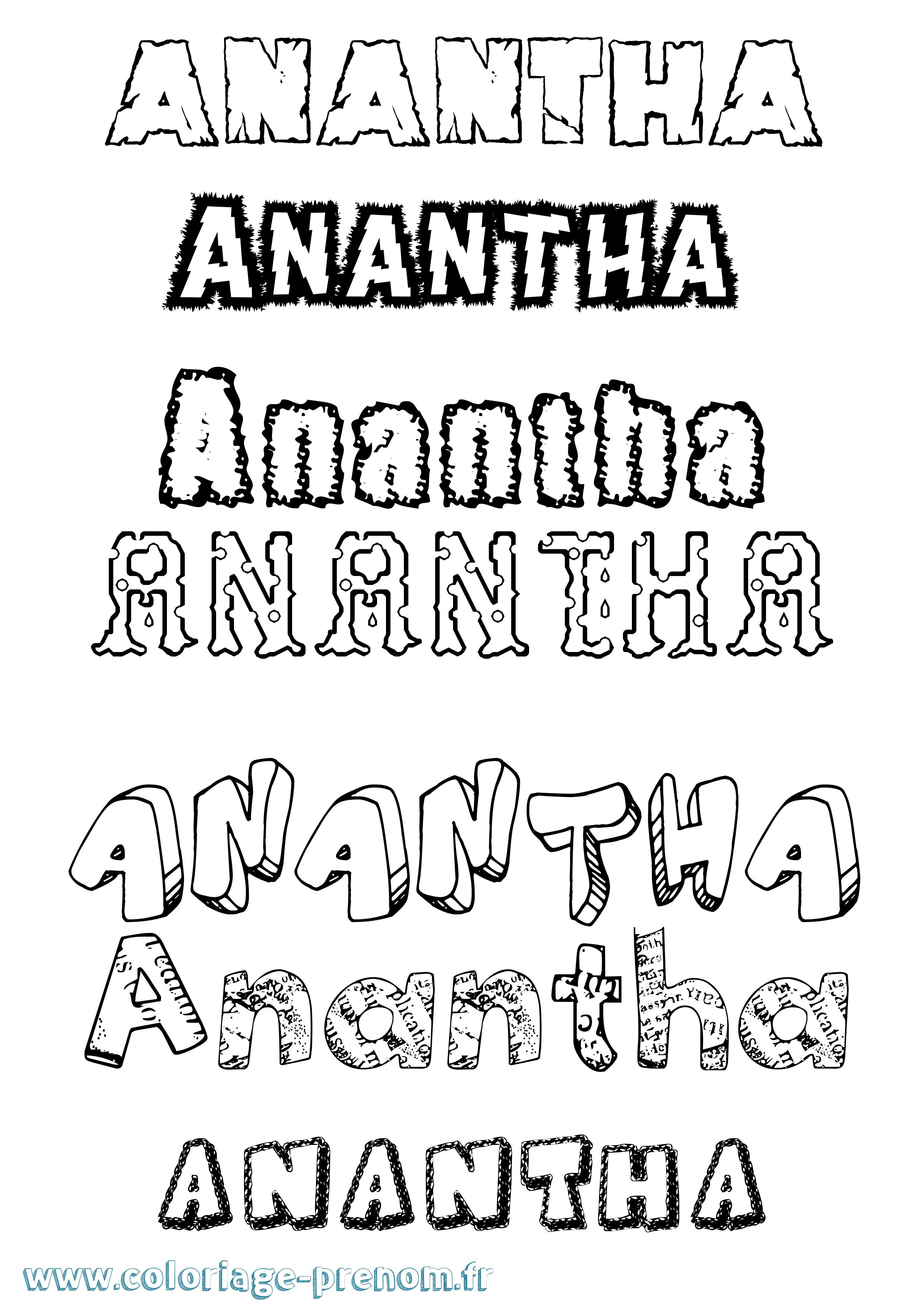 Coloriage prénom Anantha Destructuré