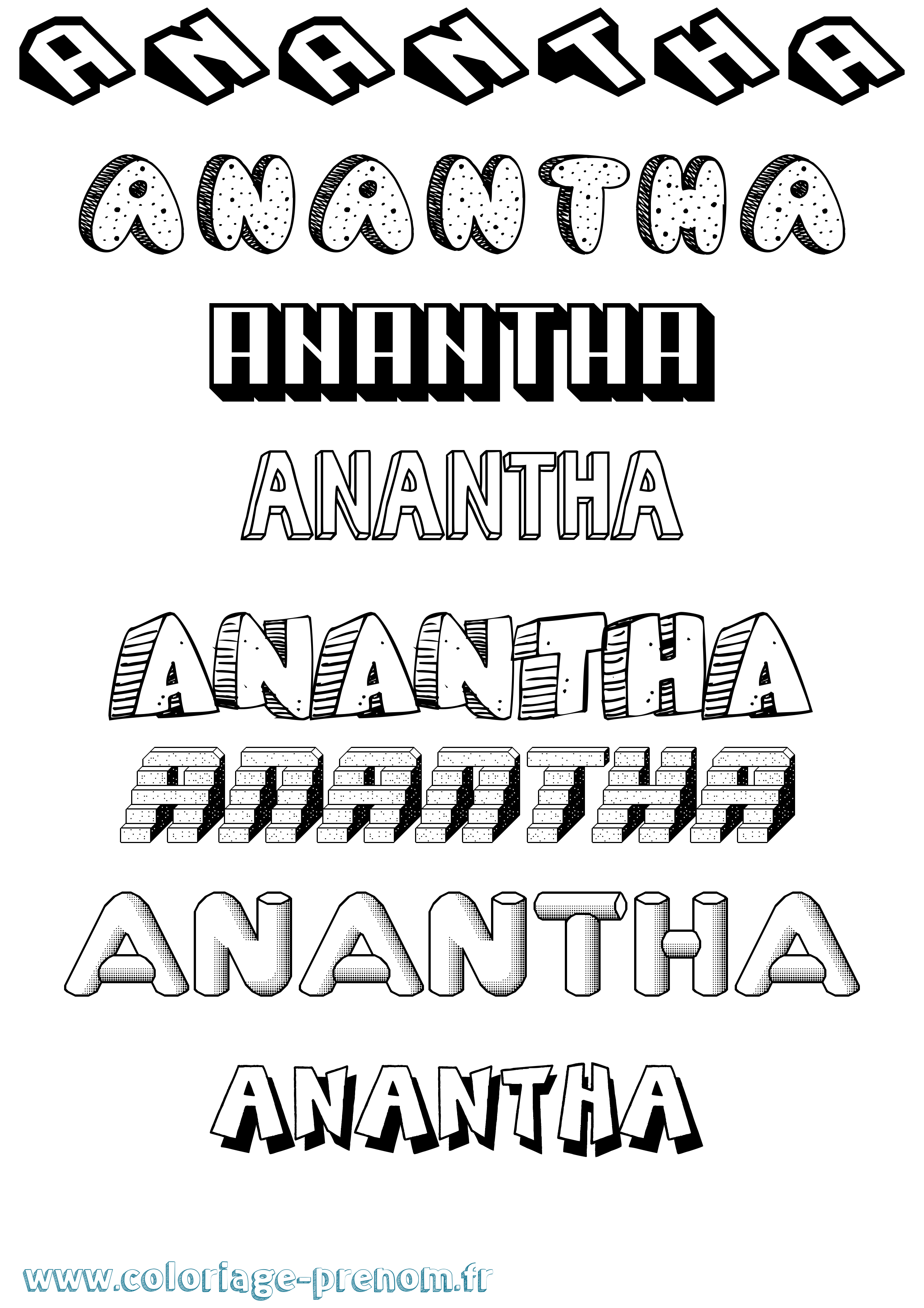 Coloriage prénom Anantha Effet 3D