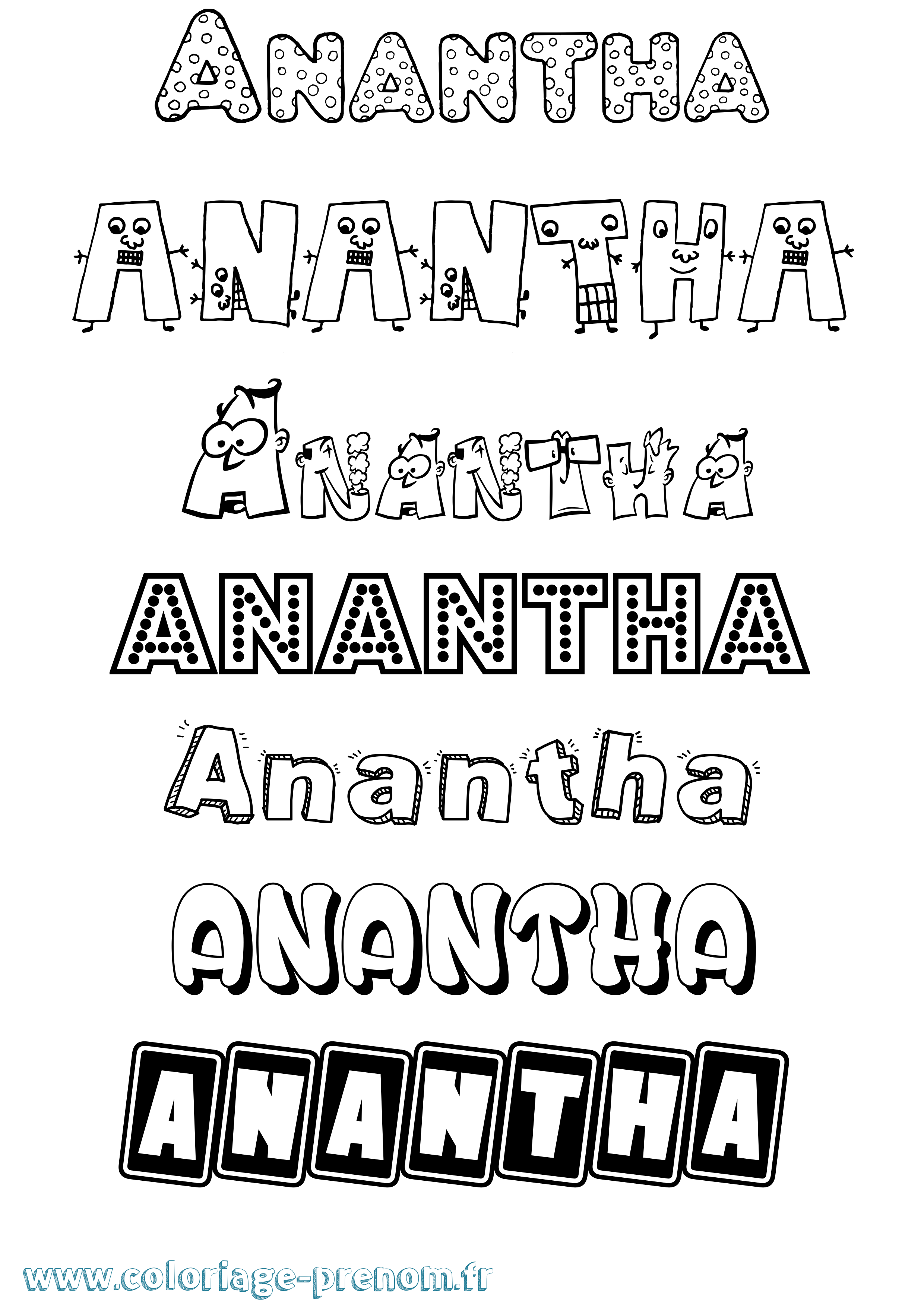 Coloriage prénom Anantha Fun