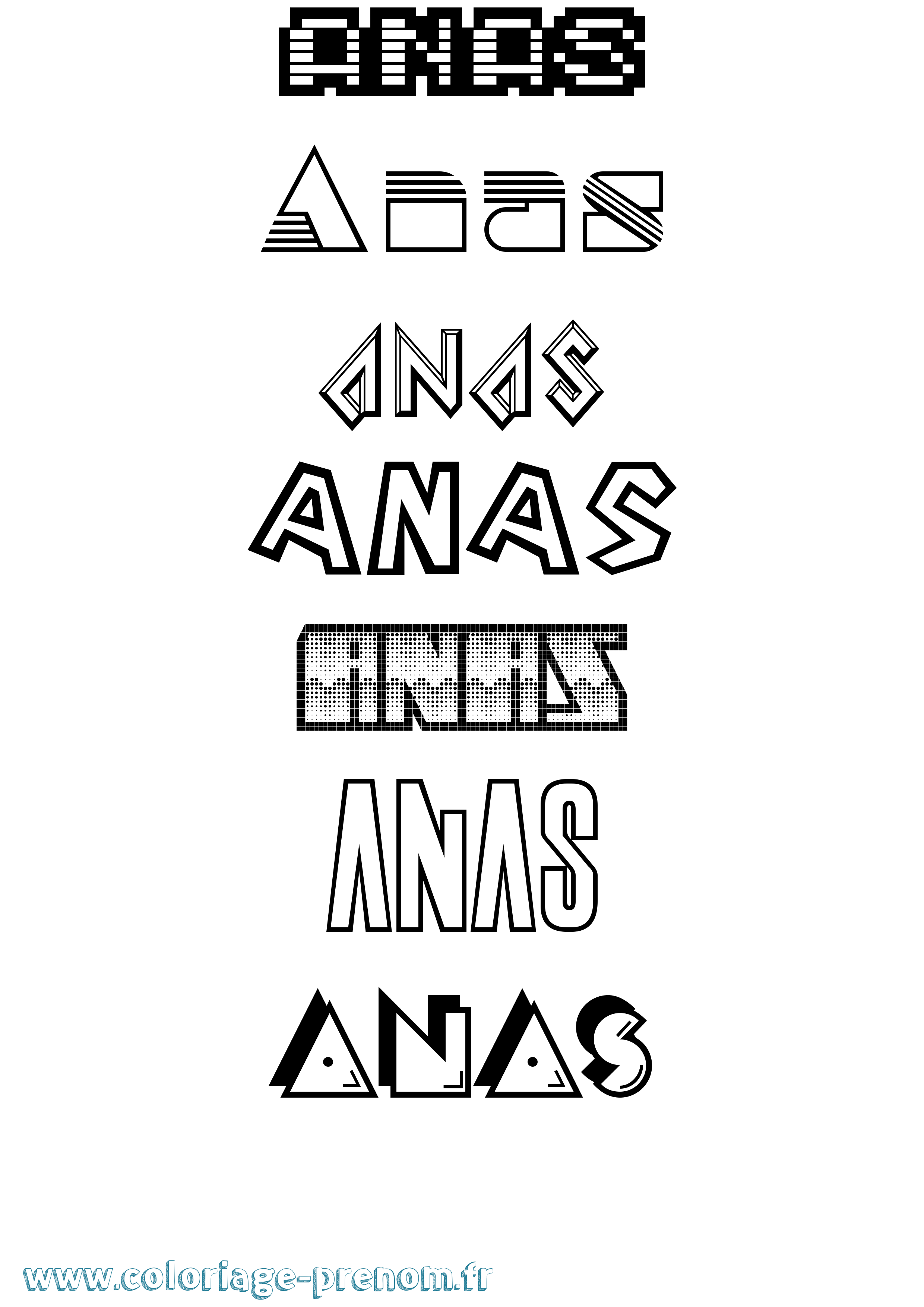 Coloriage prénom Anas