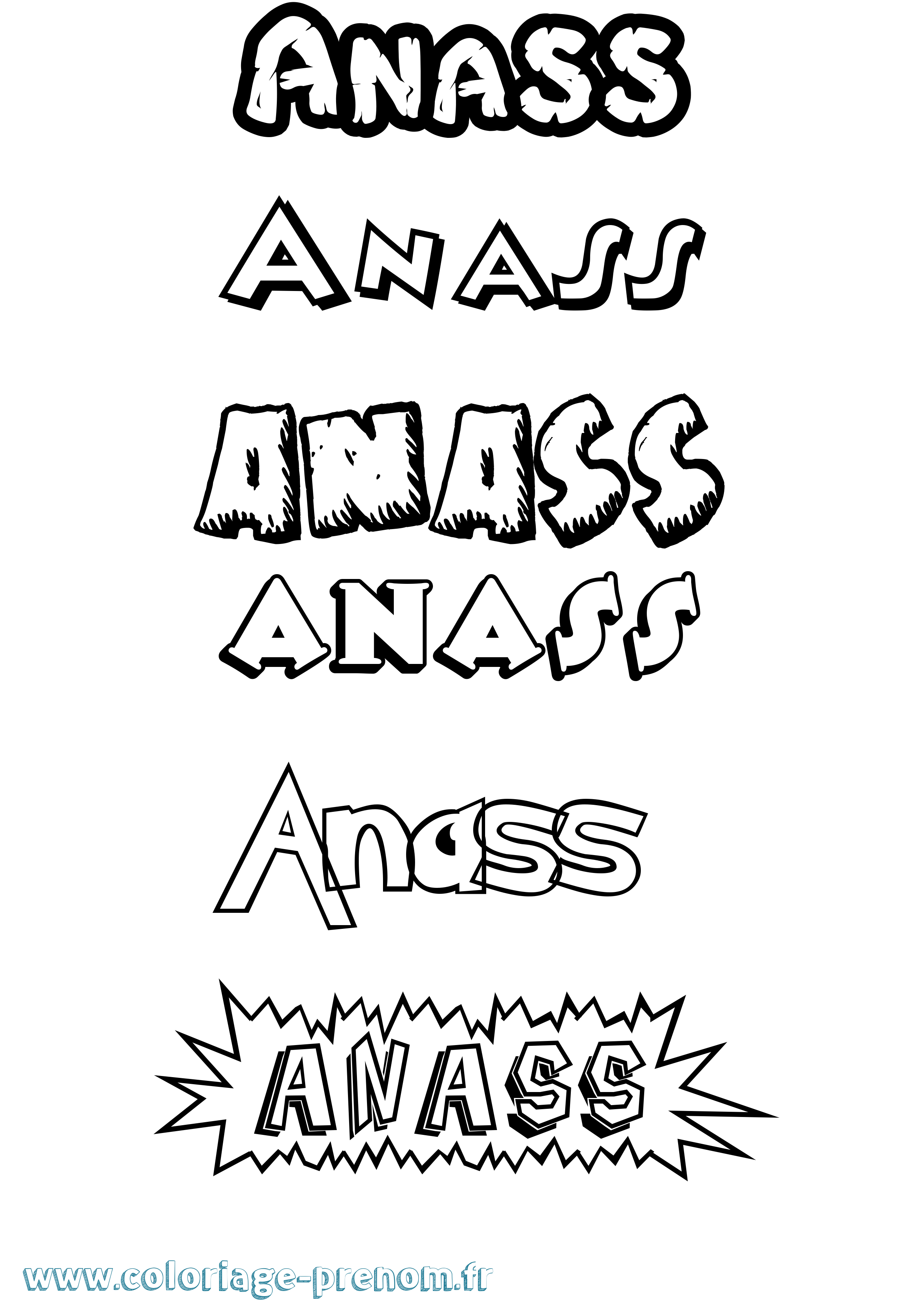 Coloriage Anass Coloriage prénom Anass