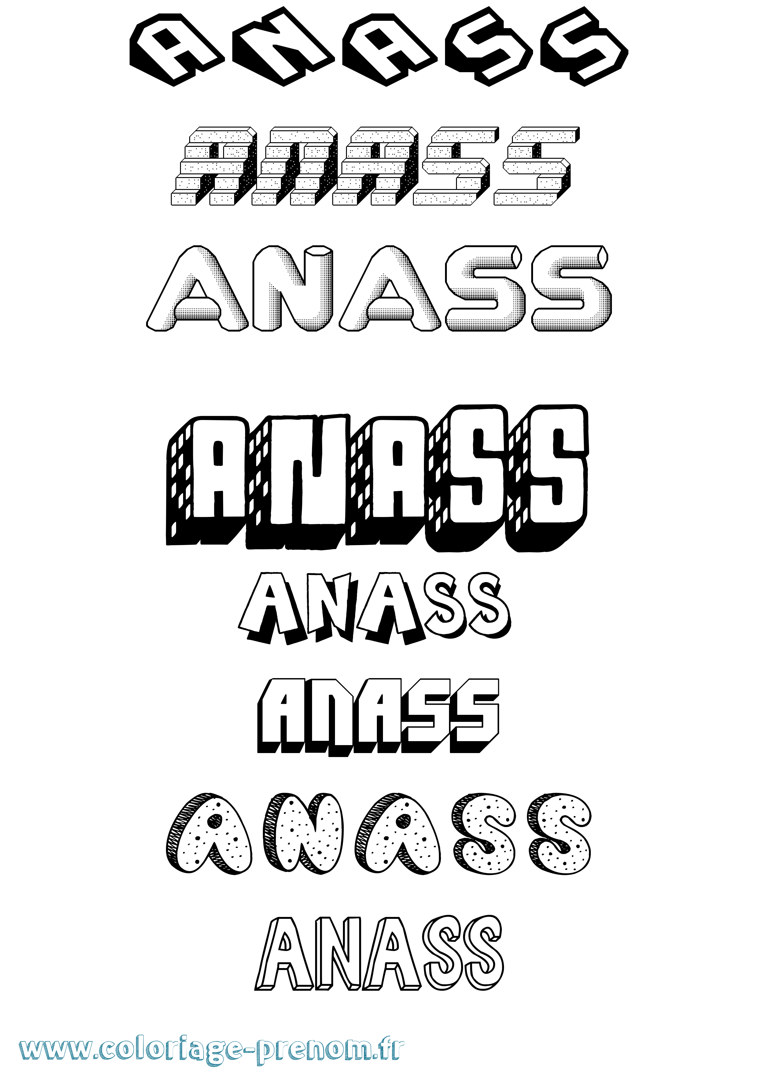 Coloriage Anass Coloriage prénom Anass