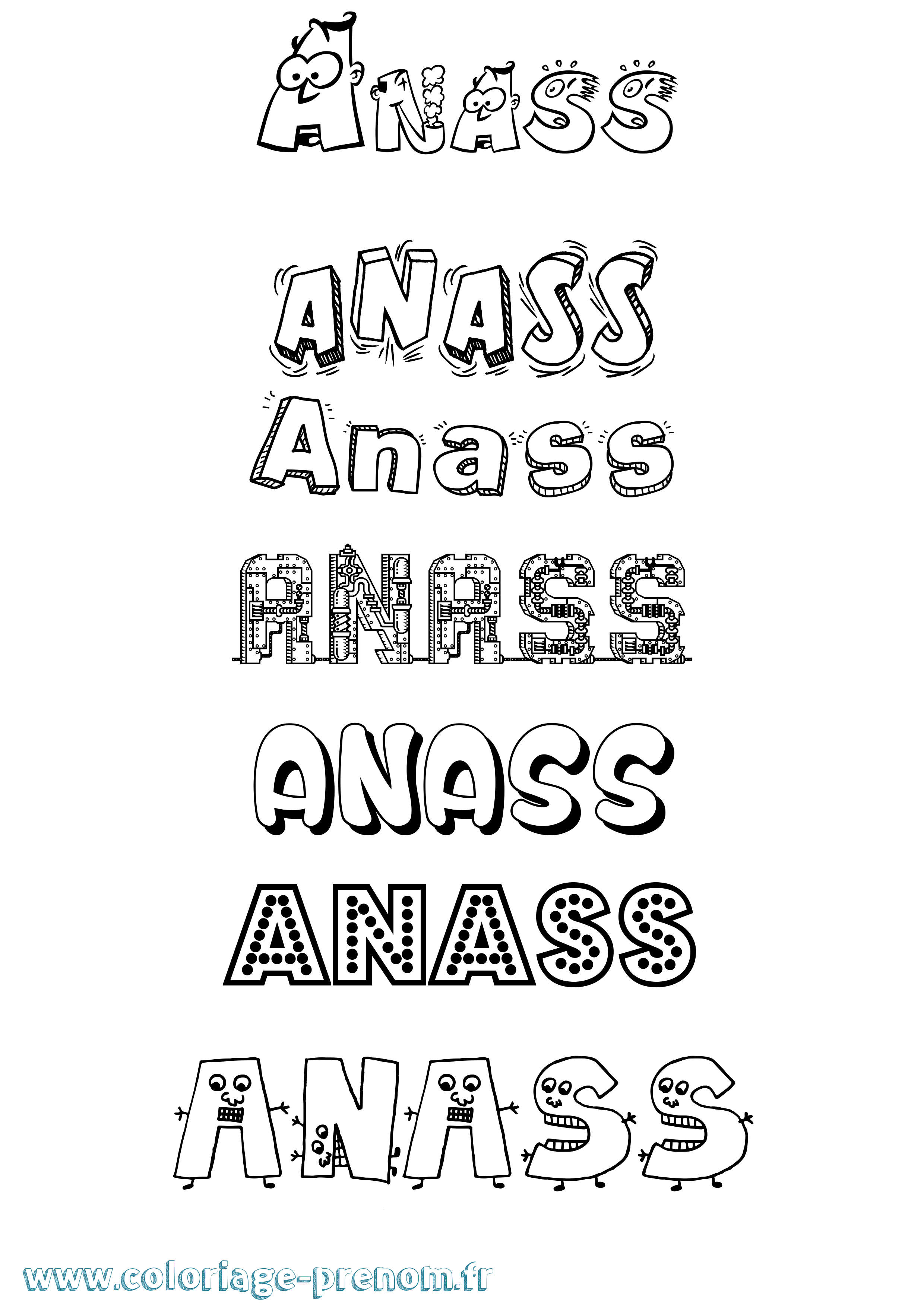Coloriage Anass Coloriage prénom Anass