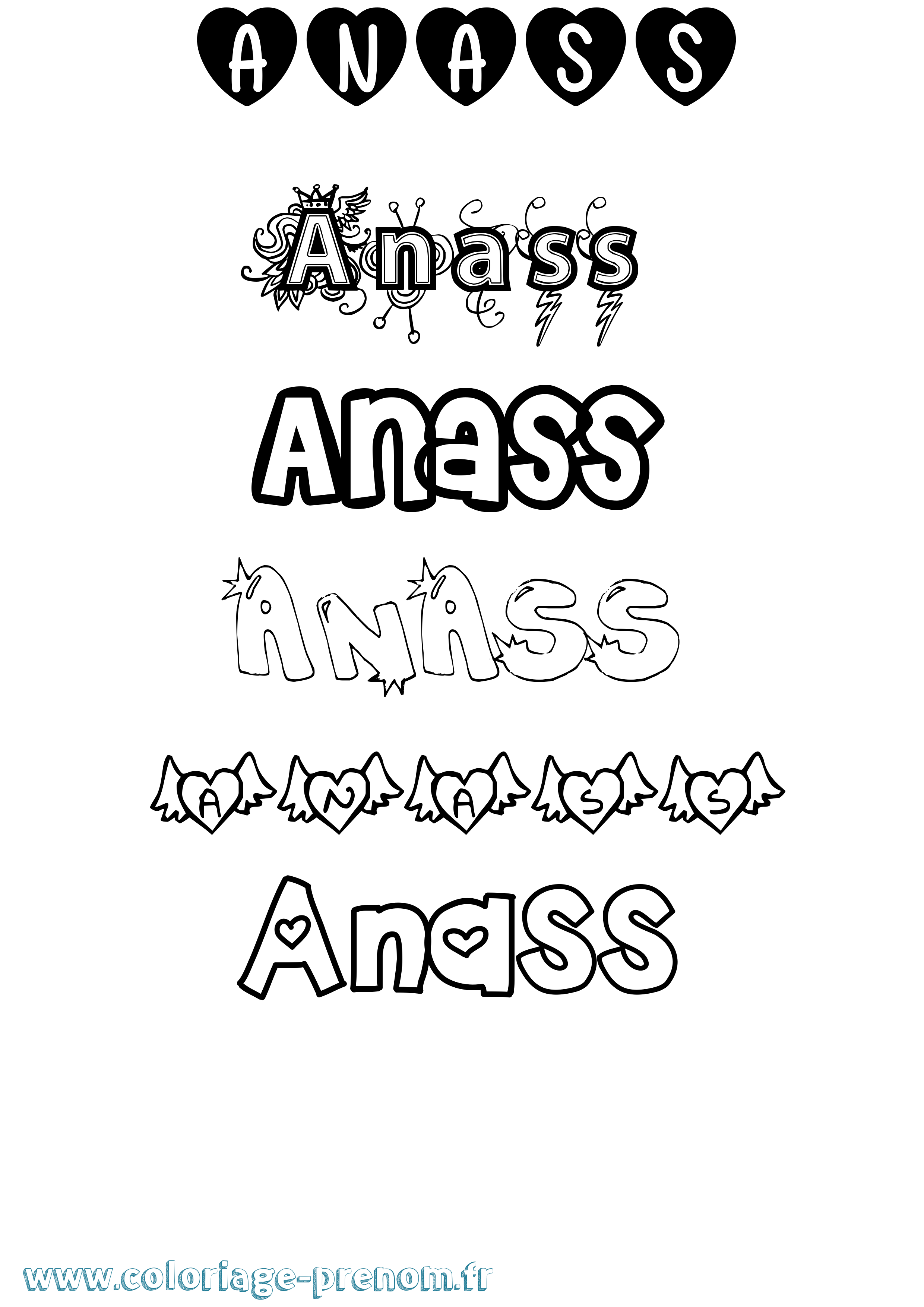 Coloriage Anass Coloriage prénom Anass