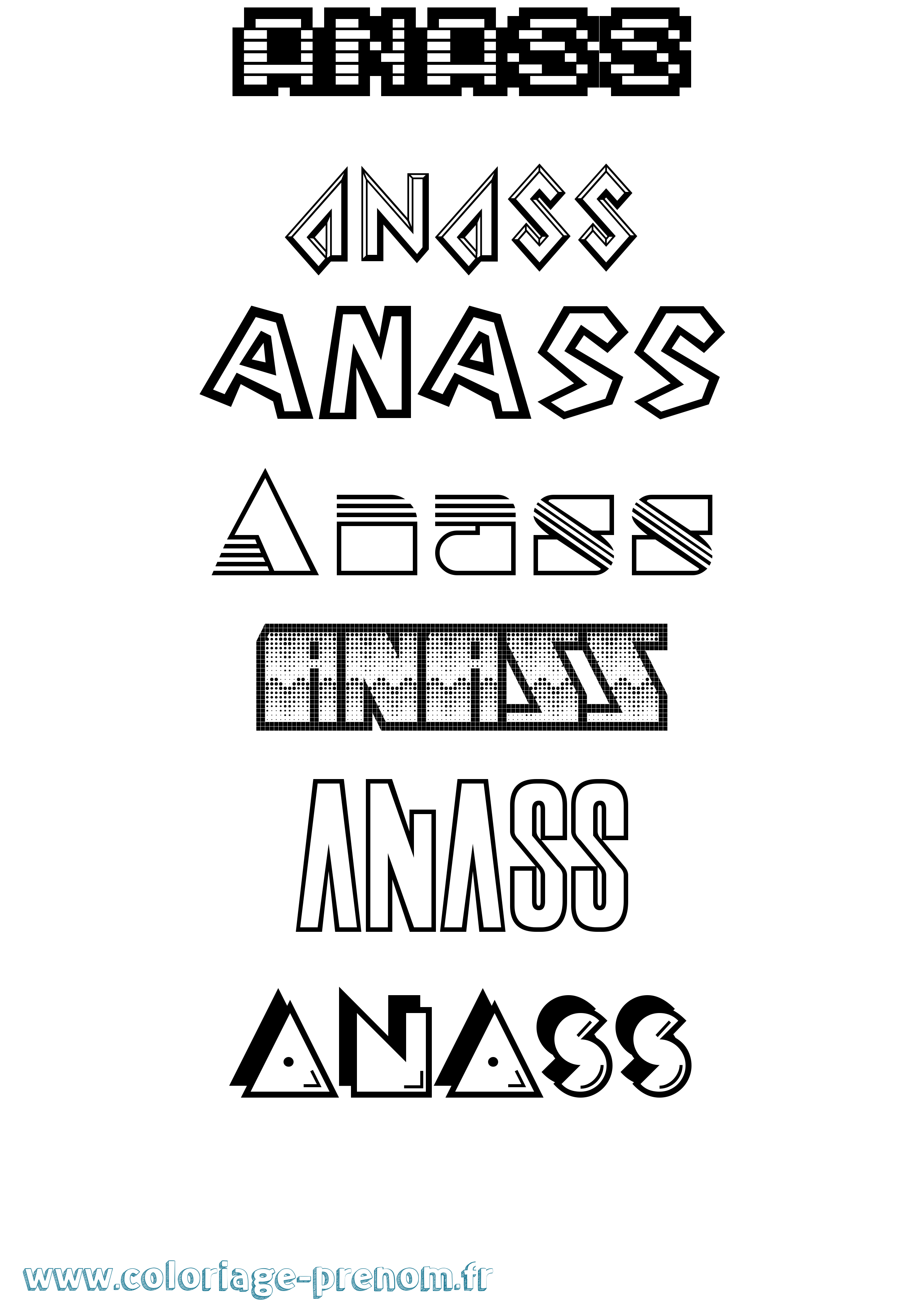 Coloriage Anass Coloriage prénom Anass