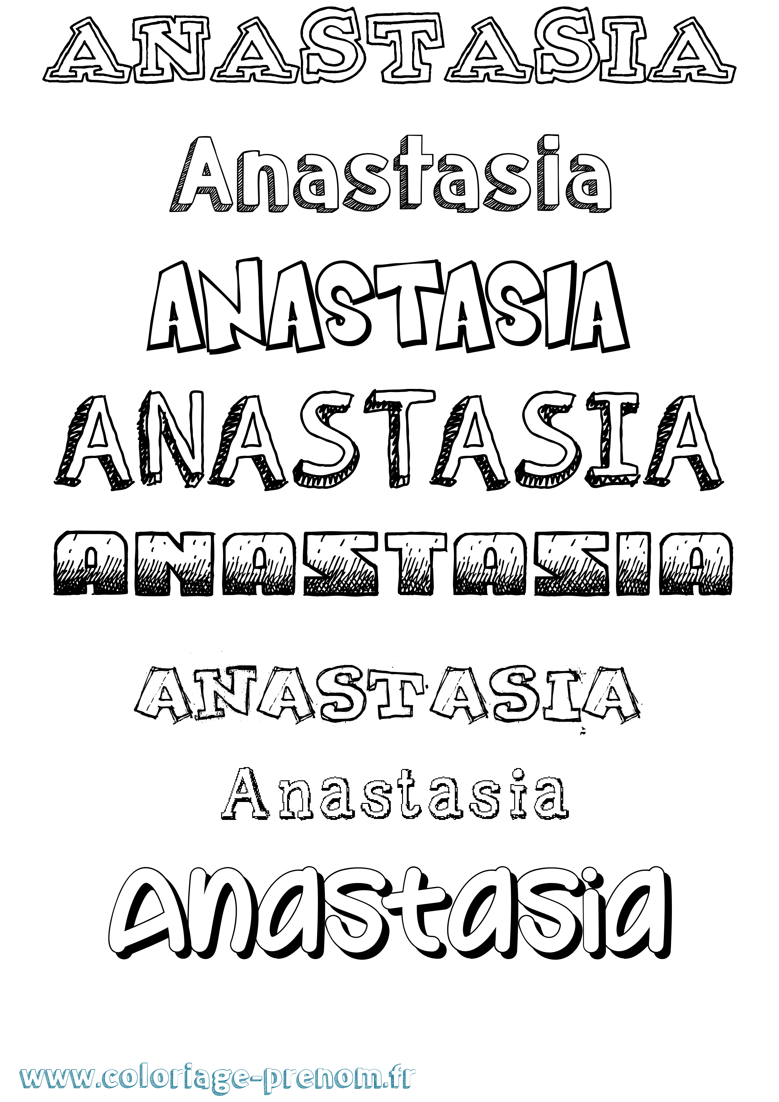 Coloriage prénom Anastasia Dessiné