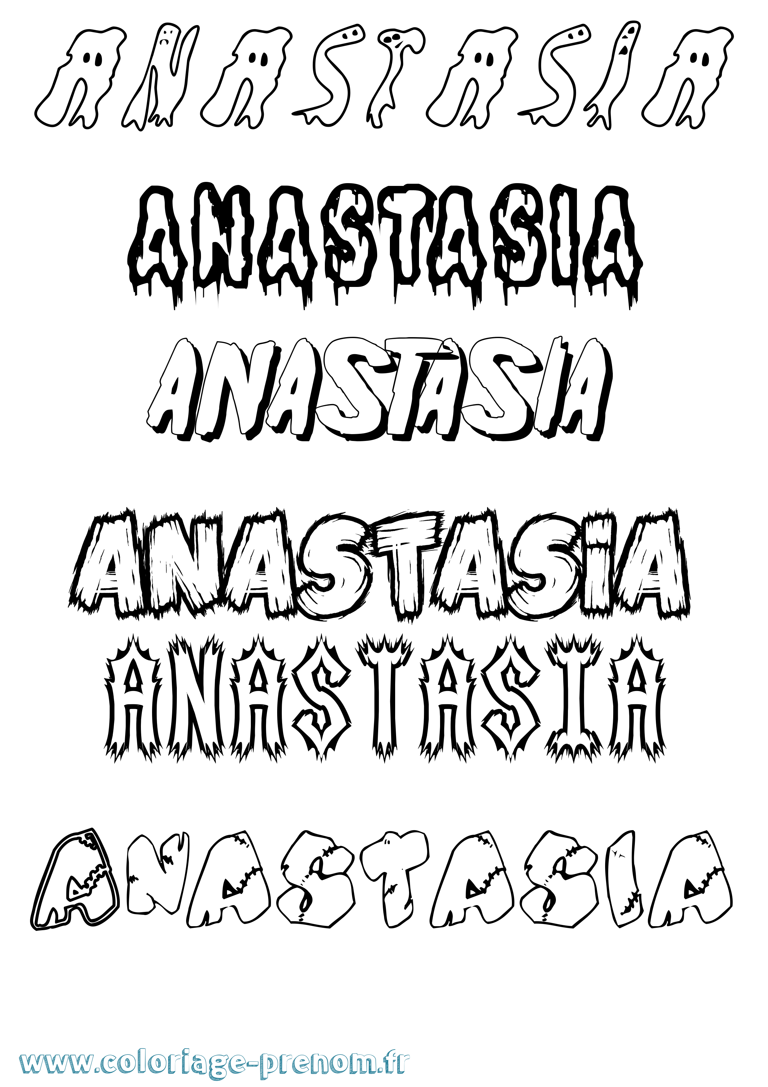 Coloriage prénom Anastasia Frisson