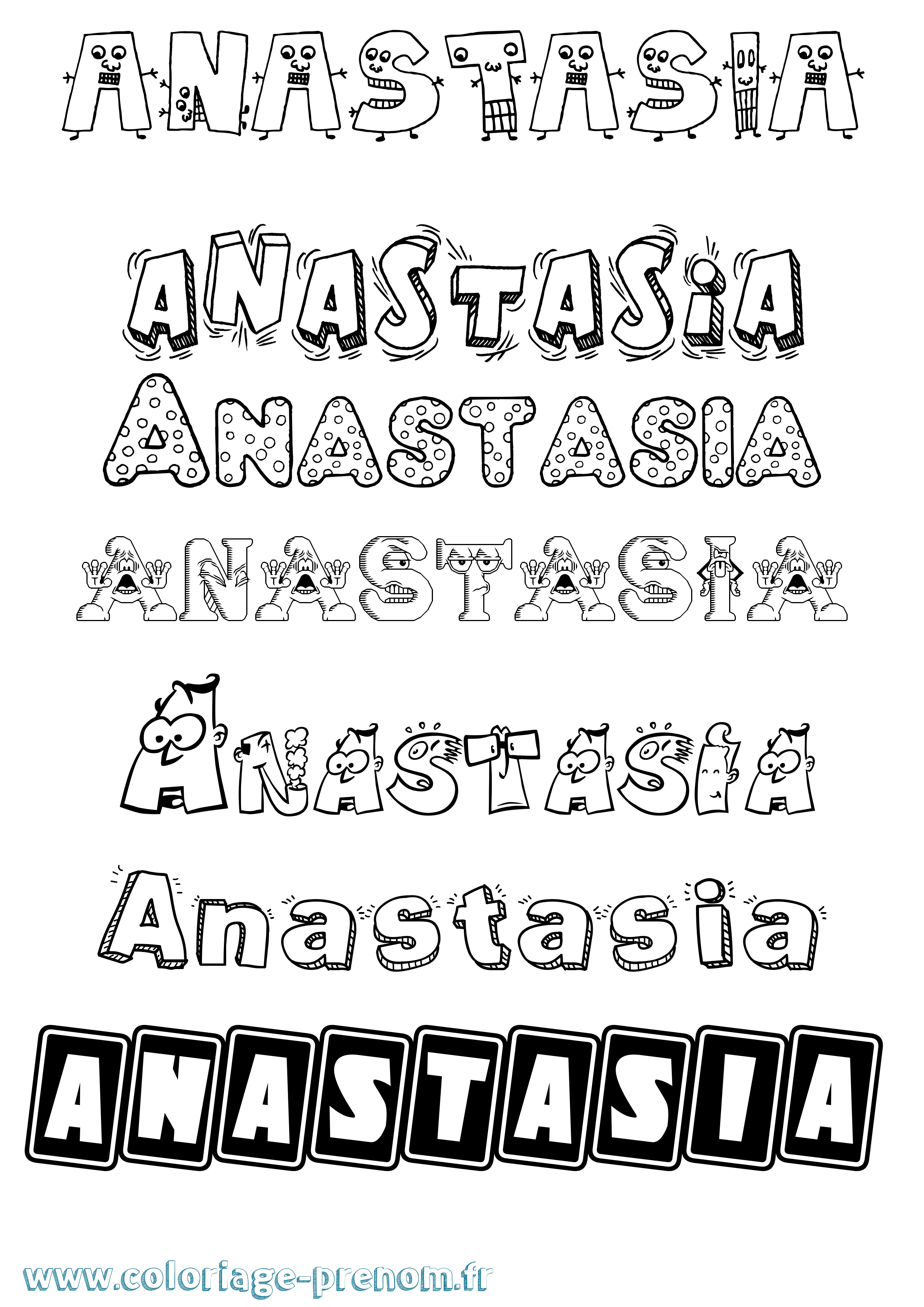 Coloriage prénom Anastasia Fun
