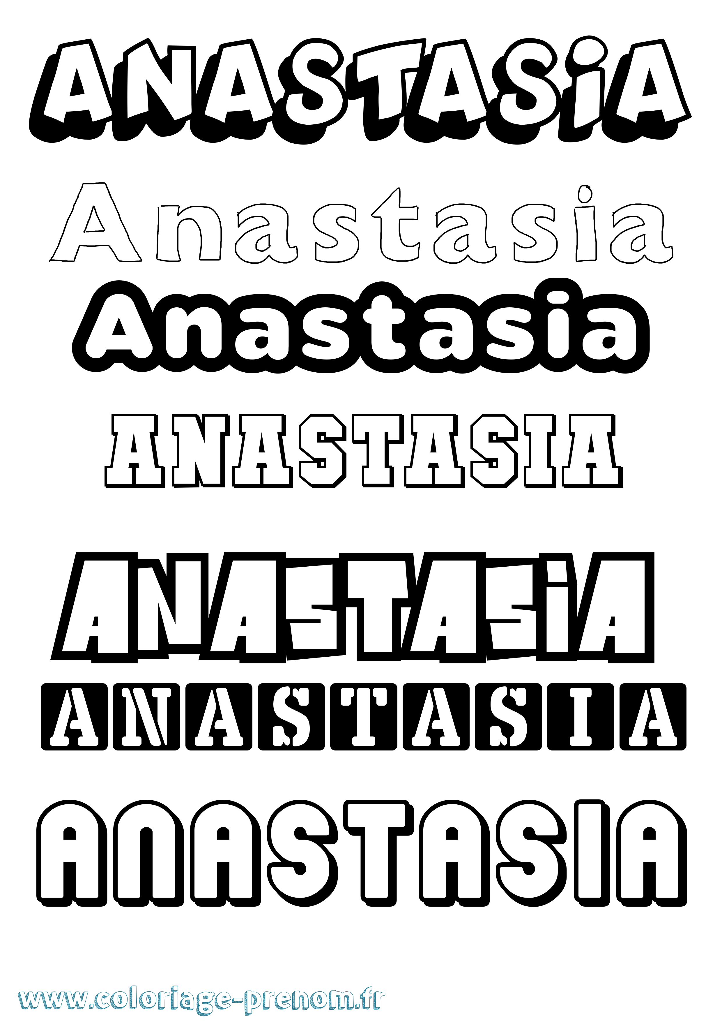 Coloriage prénom Anastasia Simple