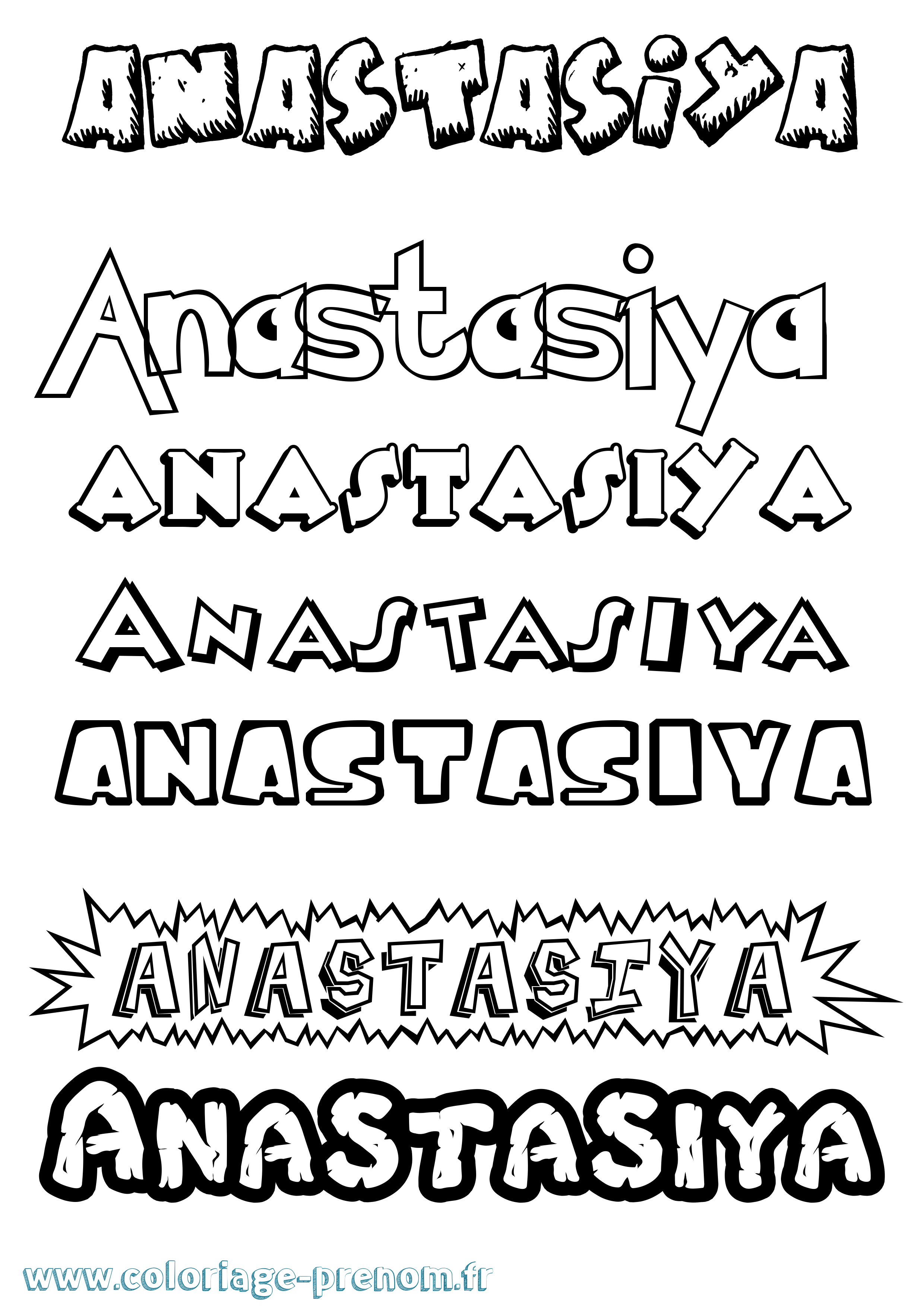 Coloriage prénom Anastasiya Dessin Animé