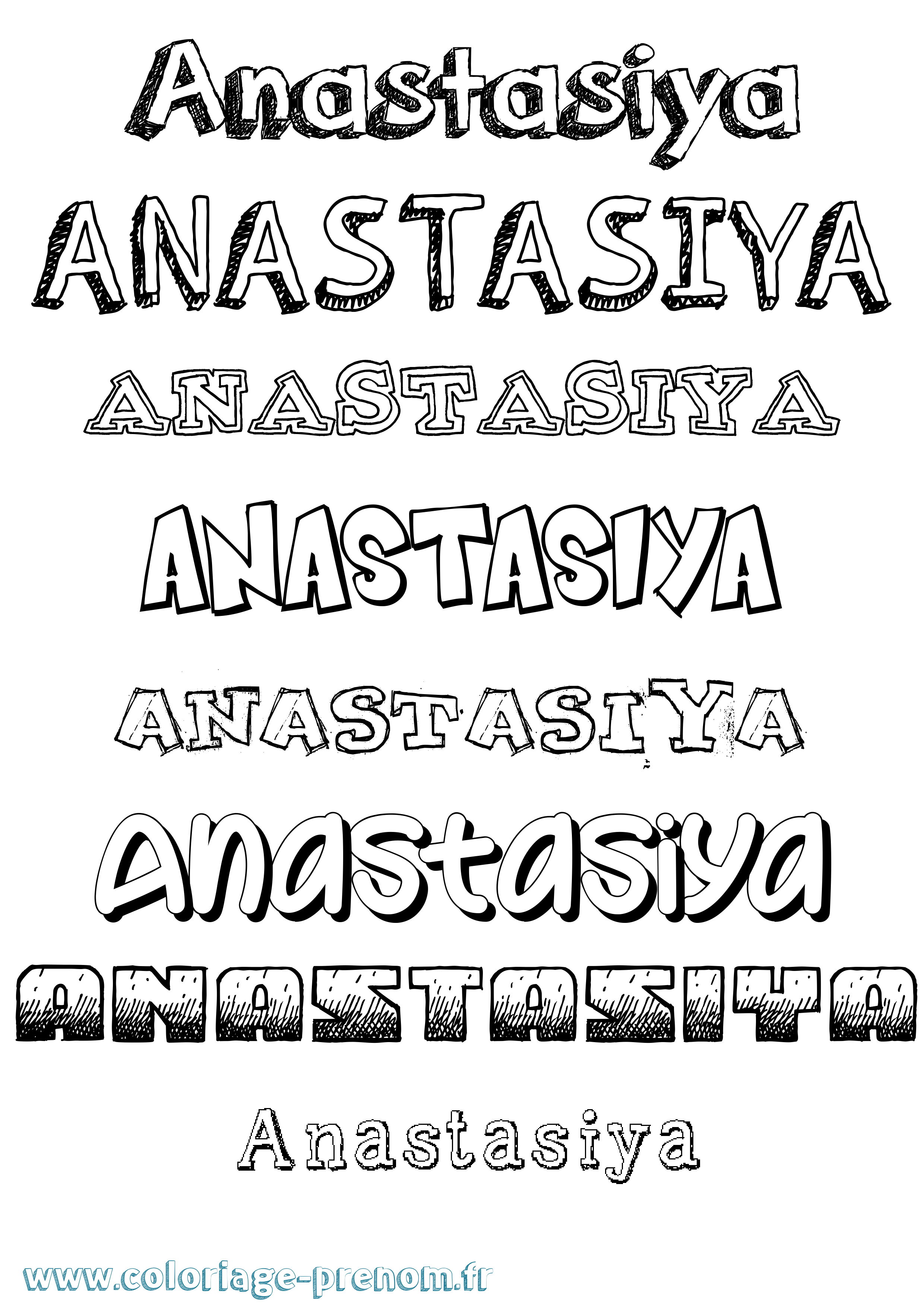 Coloriage prénom Anastasiya Dessiné