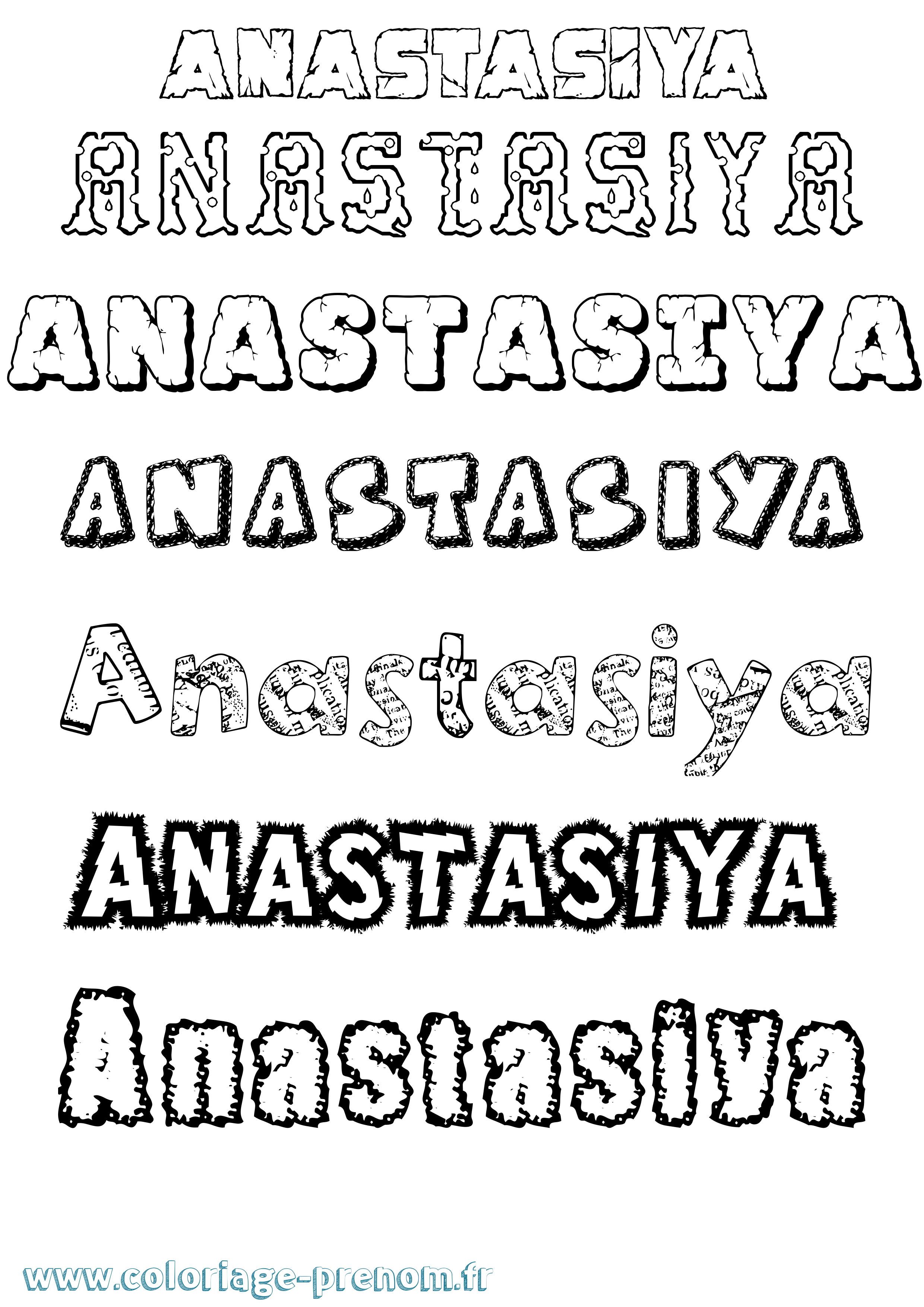 Coloriage prénom Anastasiya Destructuré