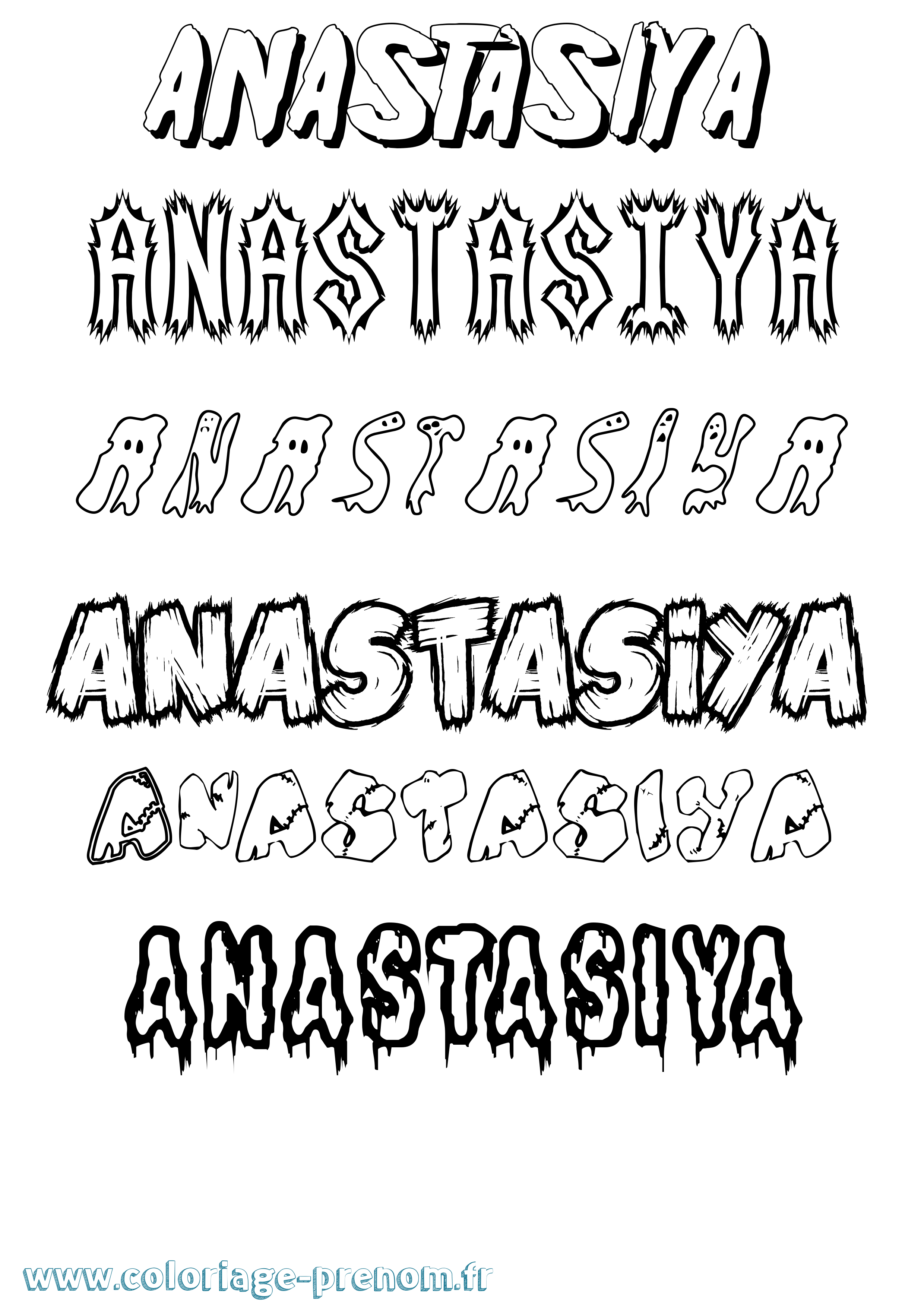 Coloriage prénom Anastasiya Frisson