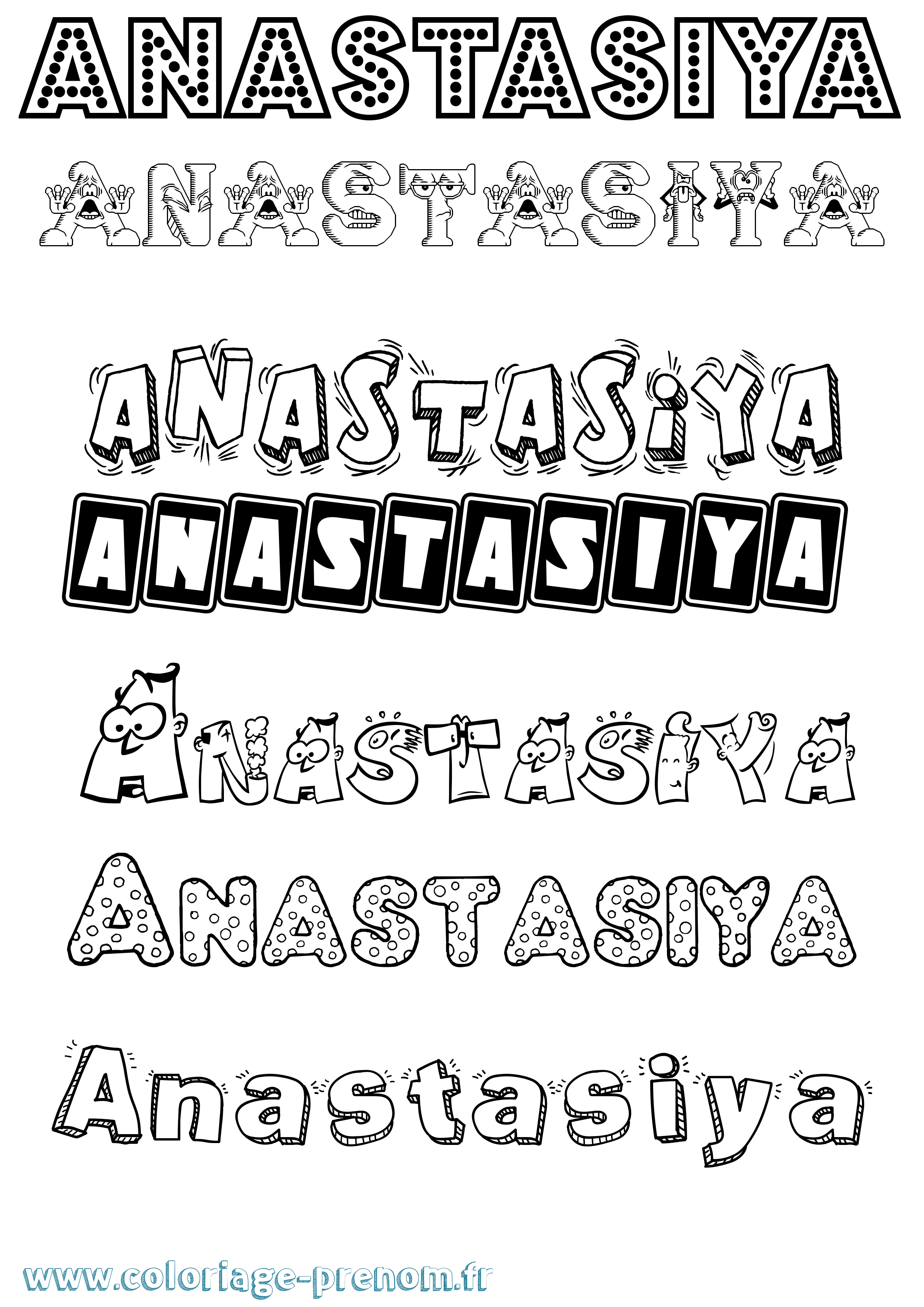 Coloriage prénom Anastasiya Fun
