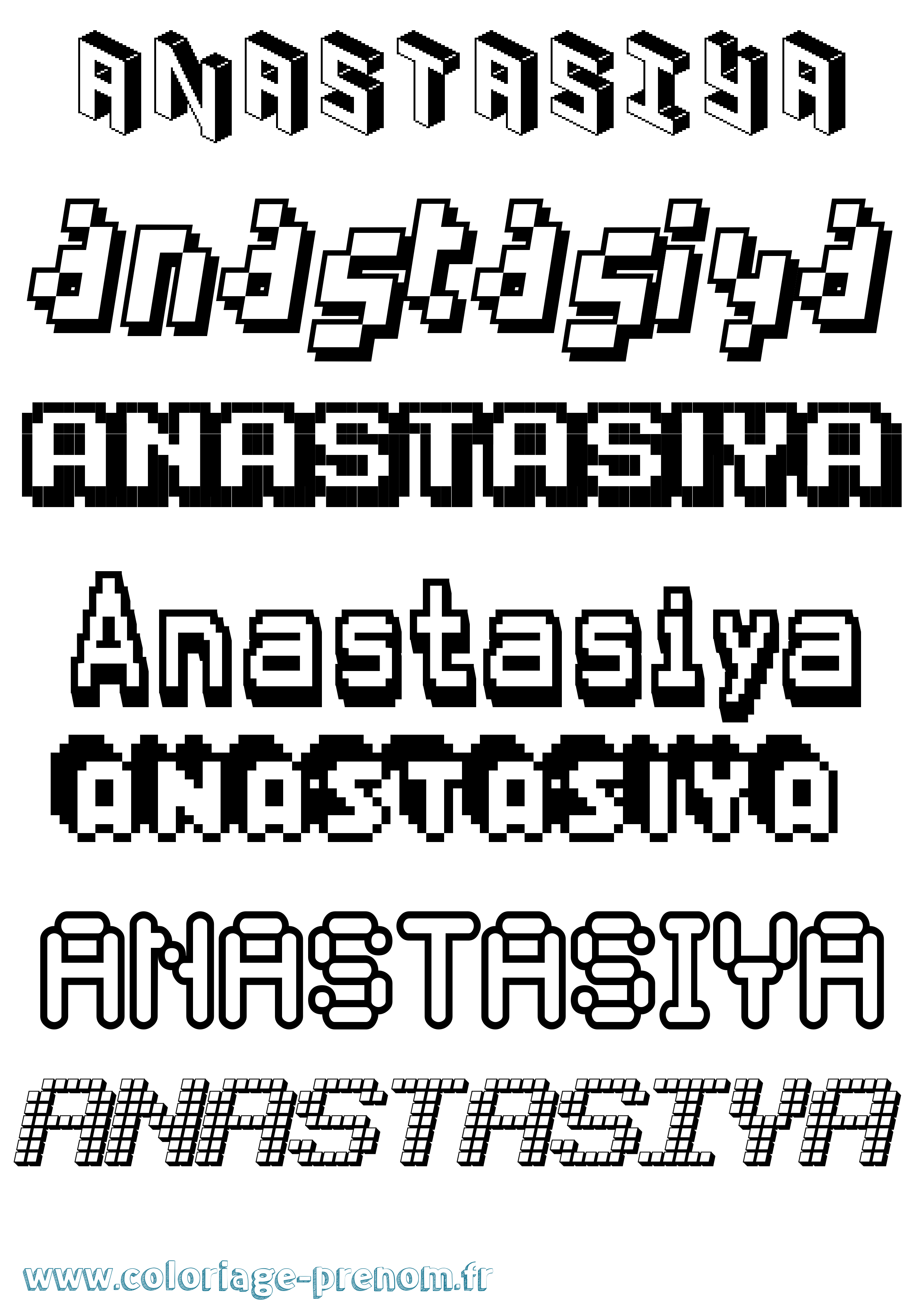 Coloriage prénom Anastasiya Pixel