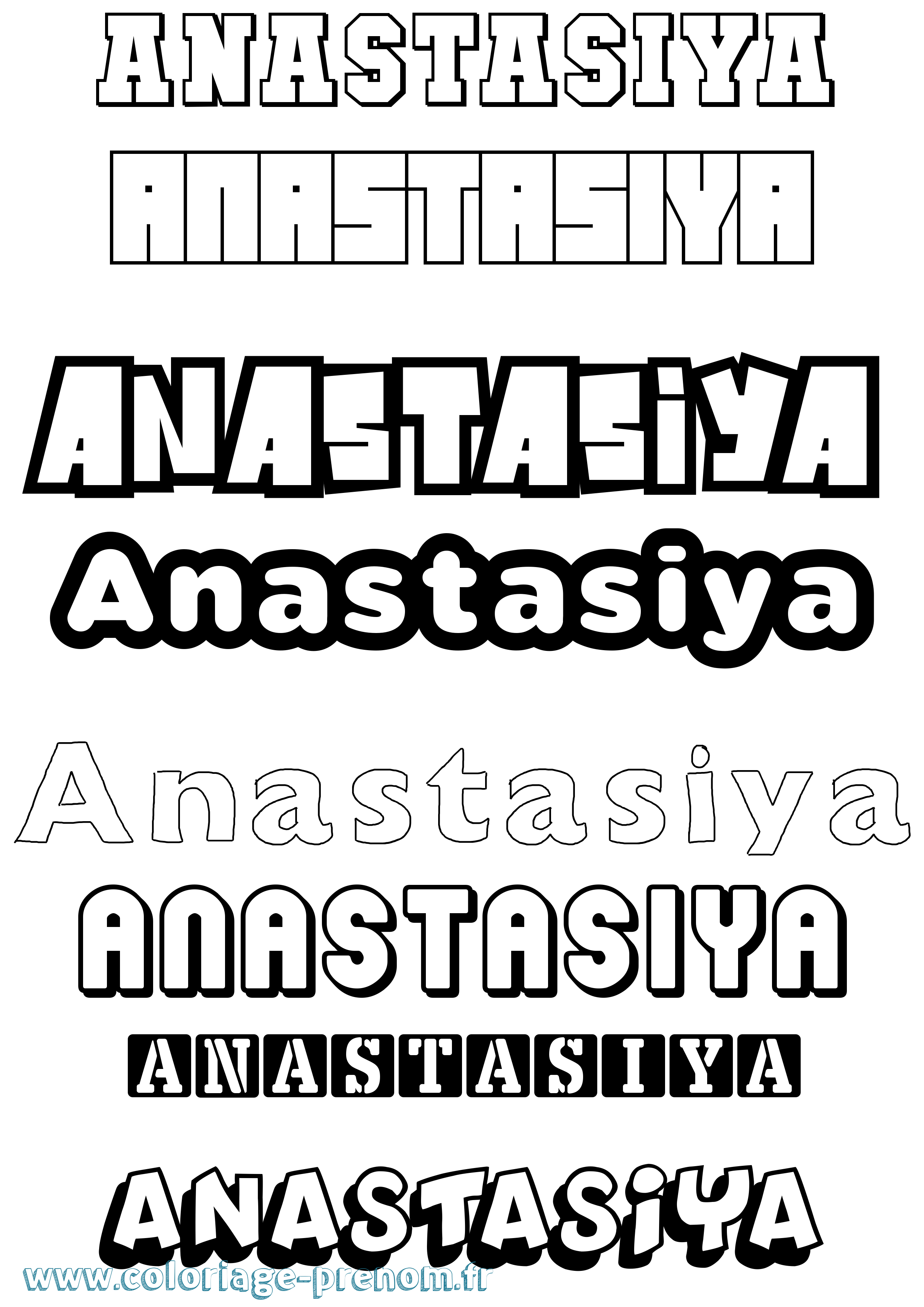 Coloriage prénom Anastasiya Simple