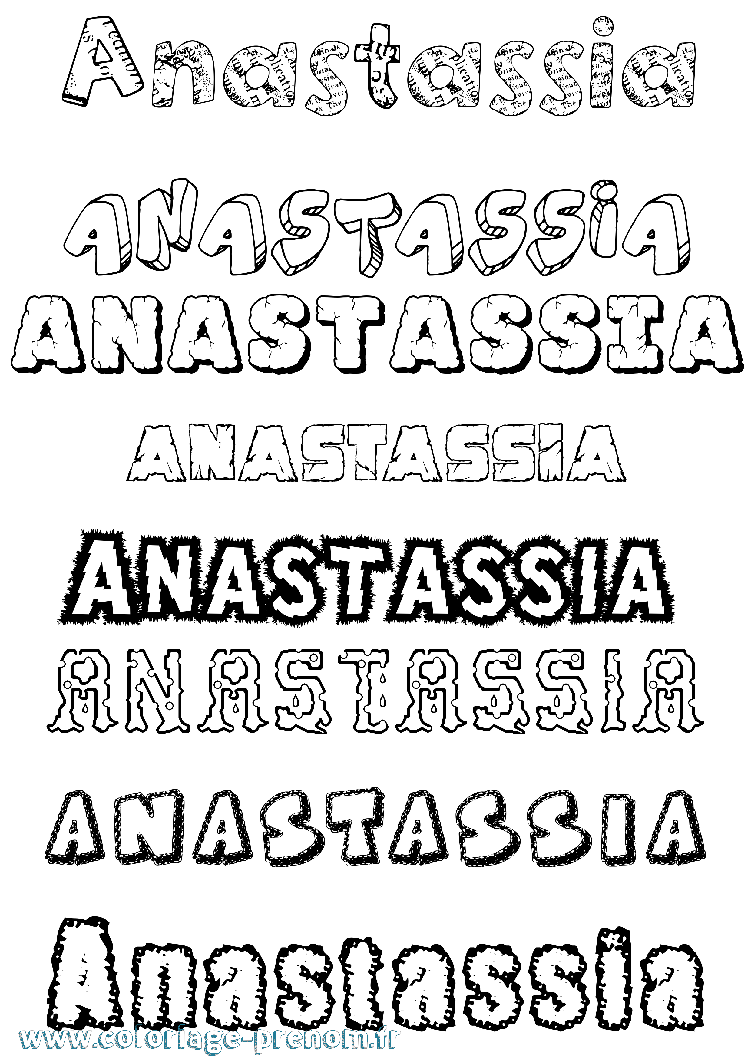 Coloriage prénom Anastassia Destructuré