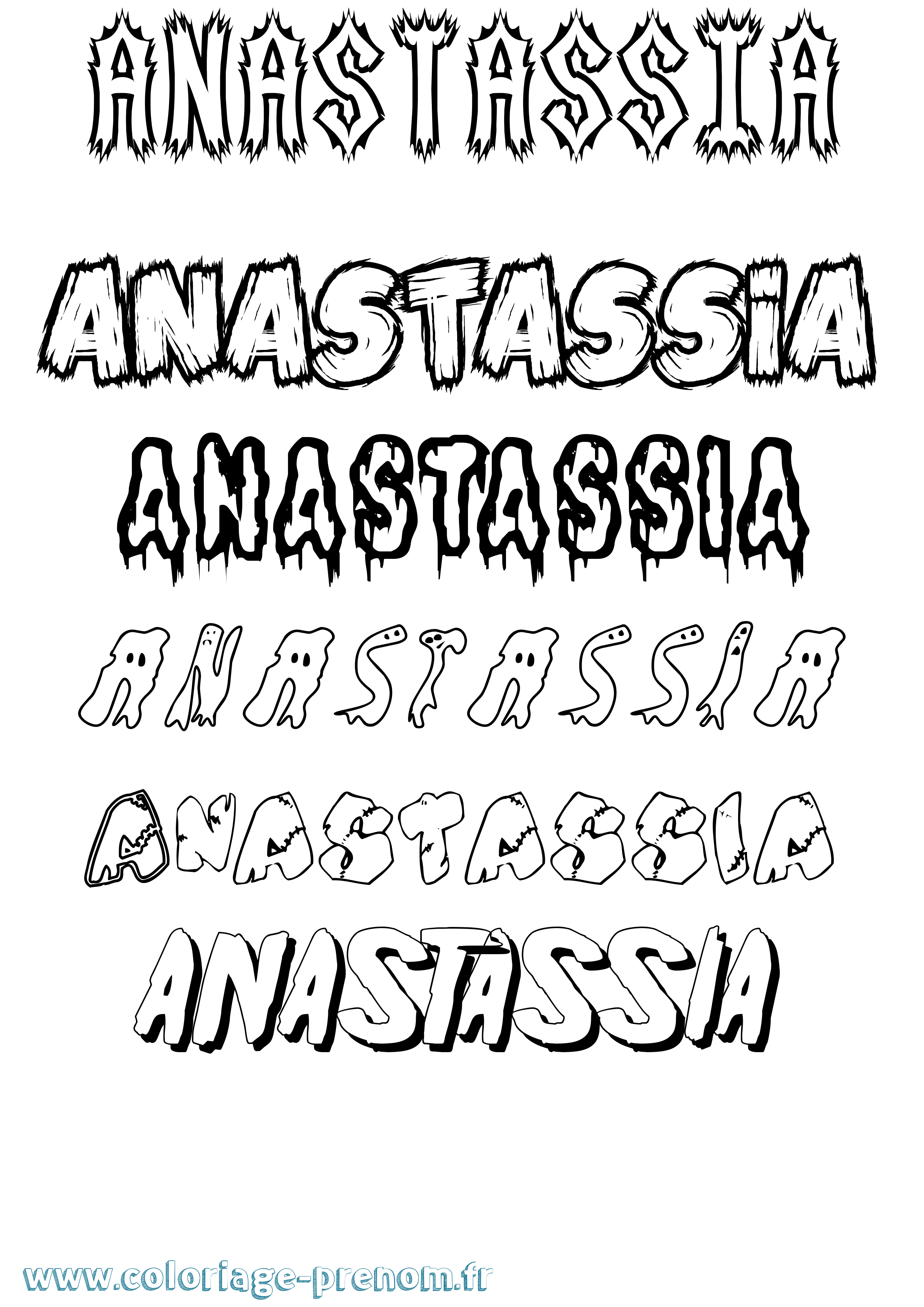 Coloriage prénom Anastassia Frisson