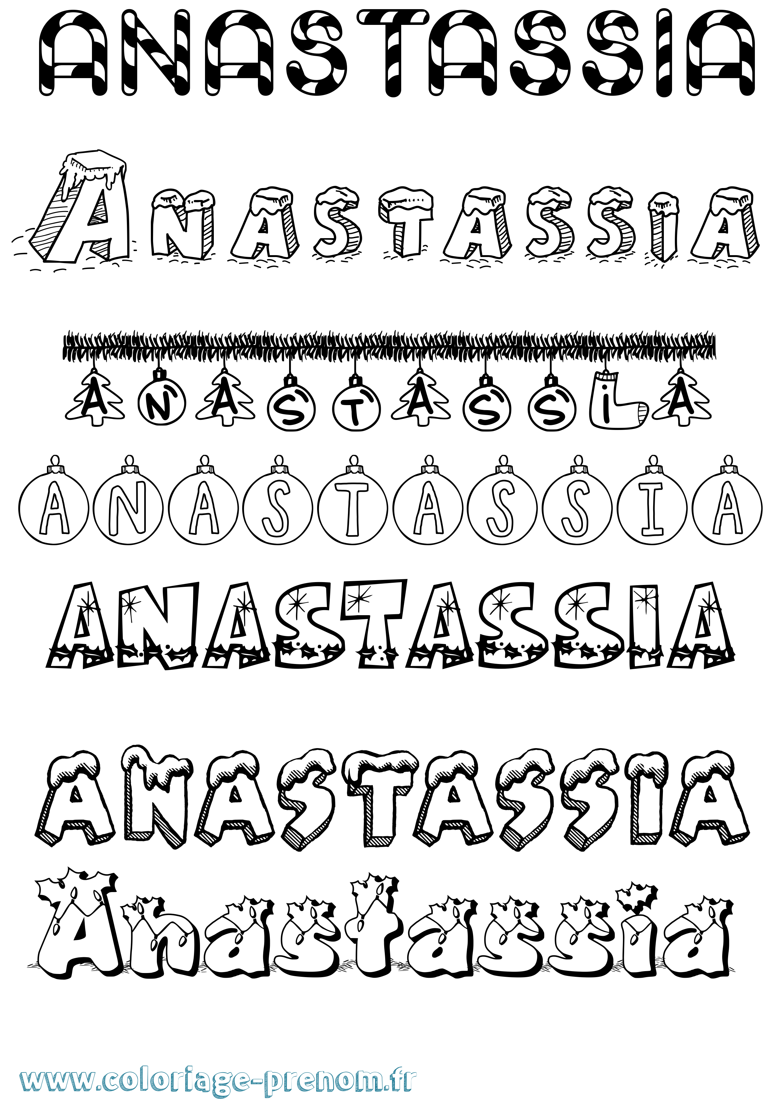 Coloriage prénom Anastassia Noël