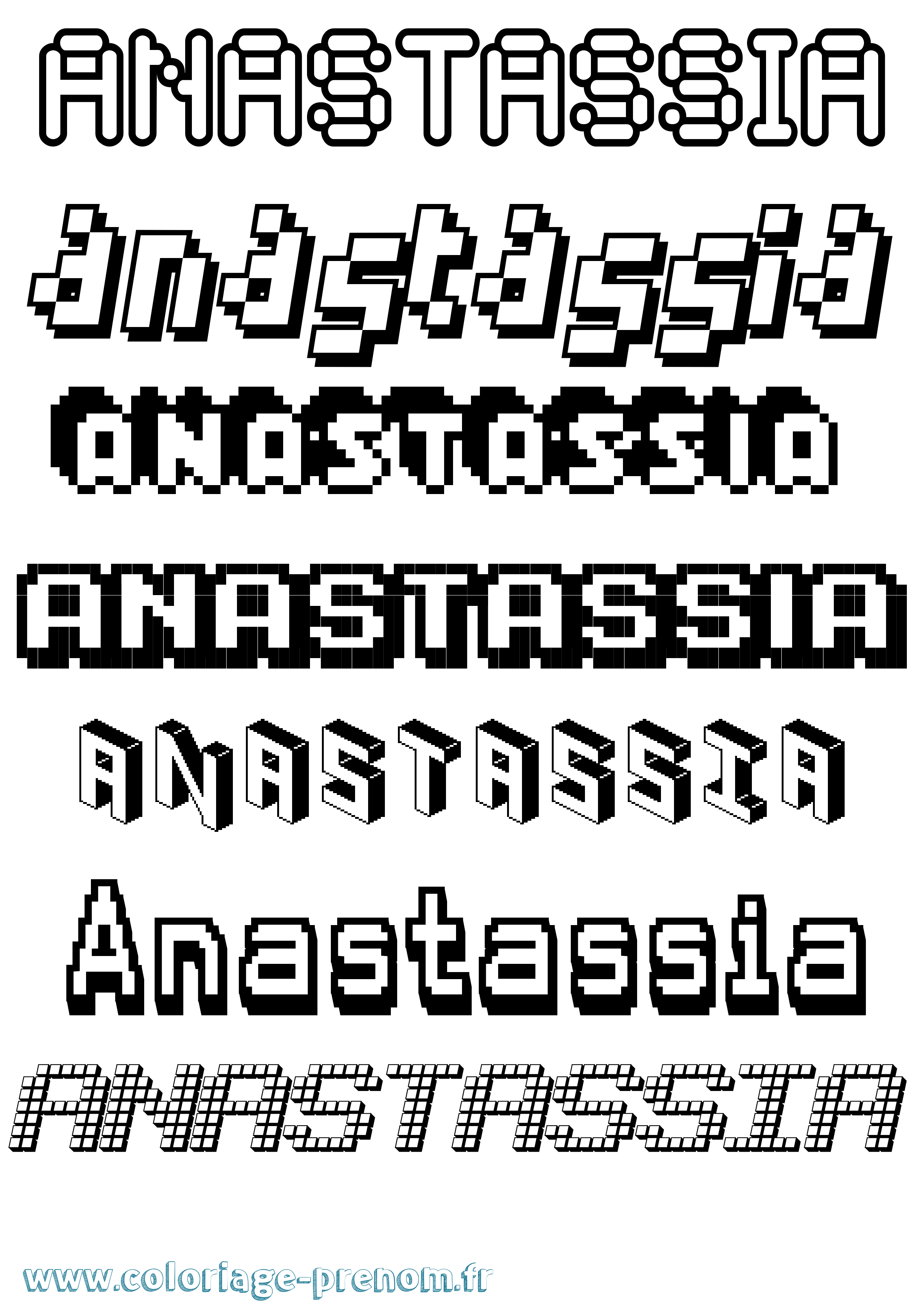Coloriage prénom Anastassia Pixel