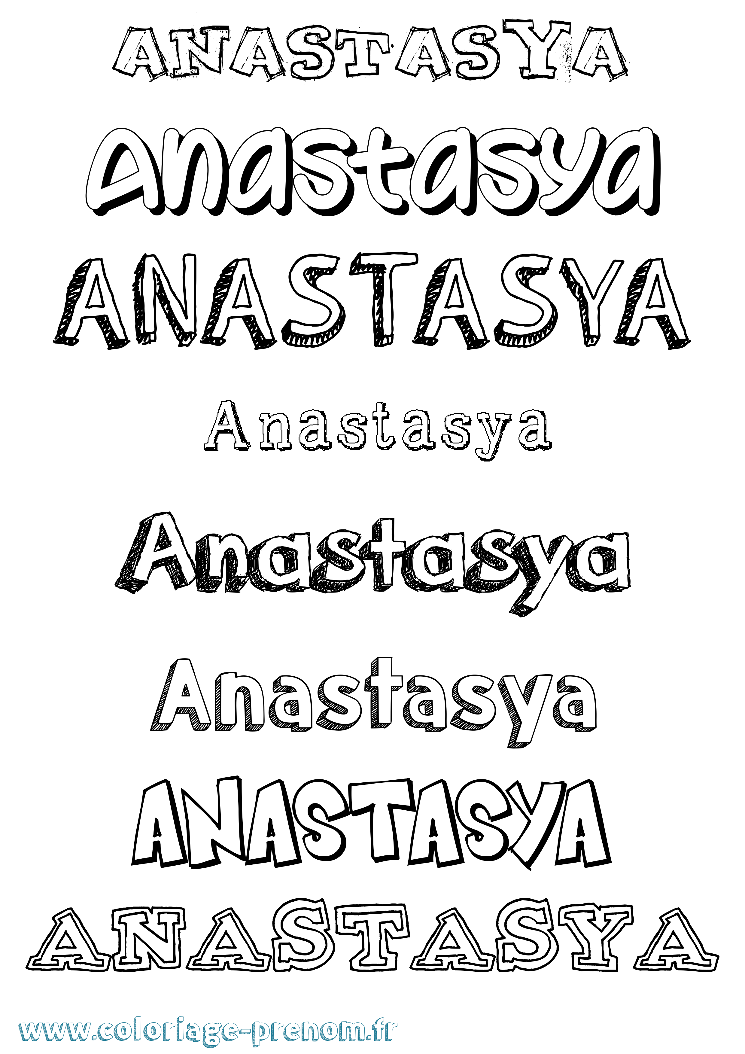 Coloriage prénom Anastasya Dessiné