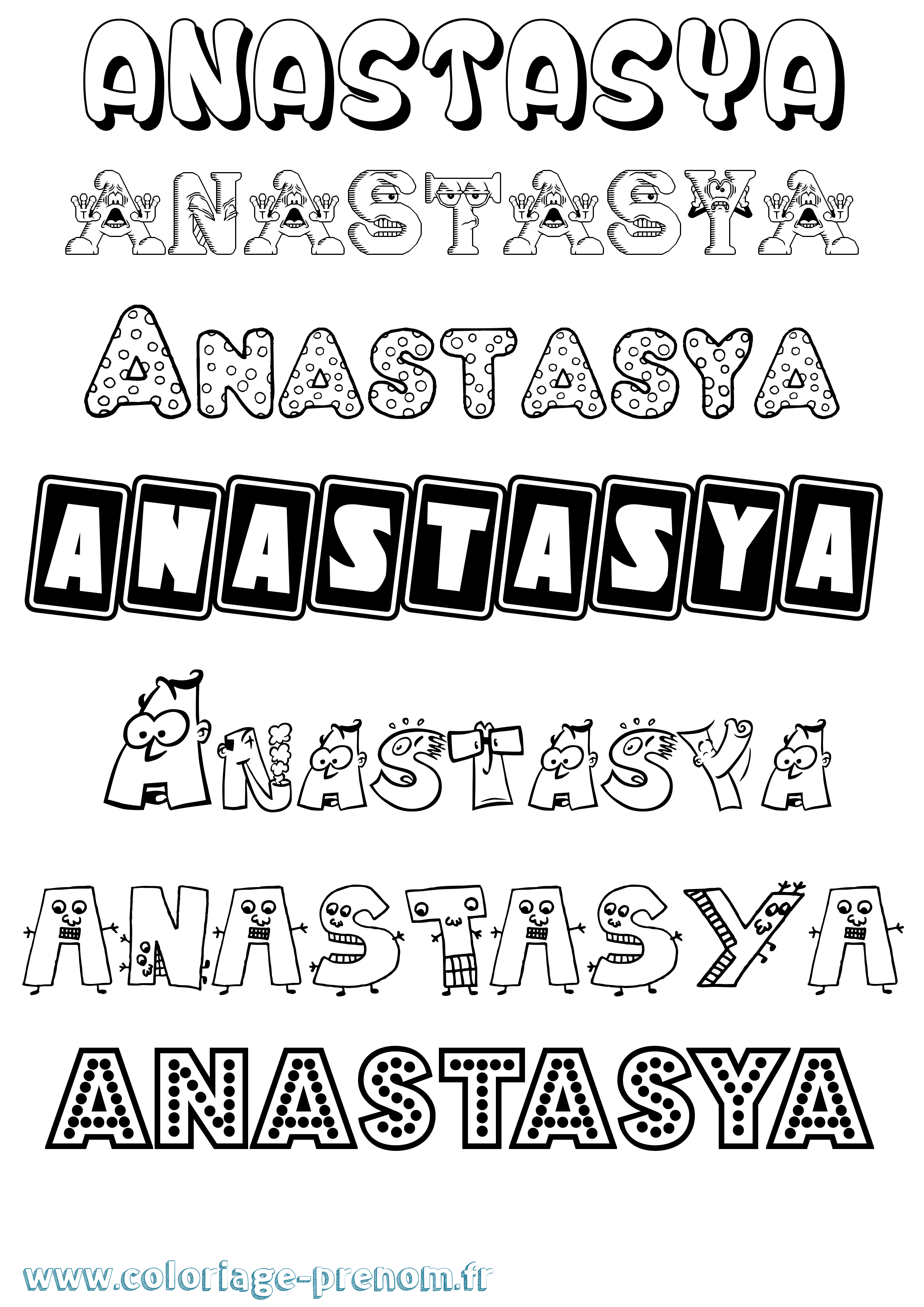 Coloriage prénom Anastasya Fun