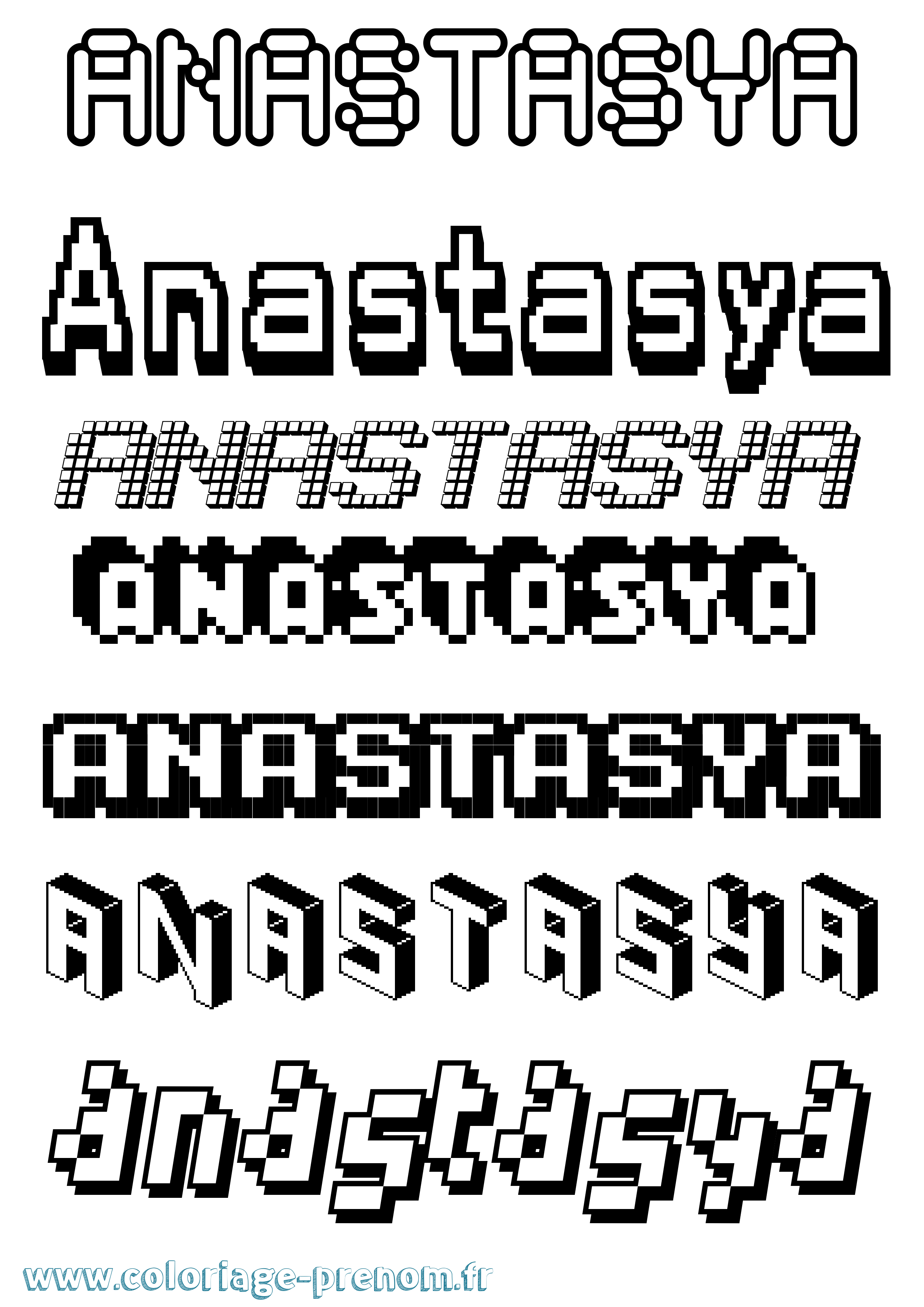 Coloriage prénom Anastasya Pixel