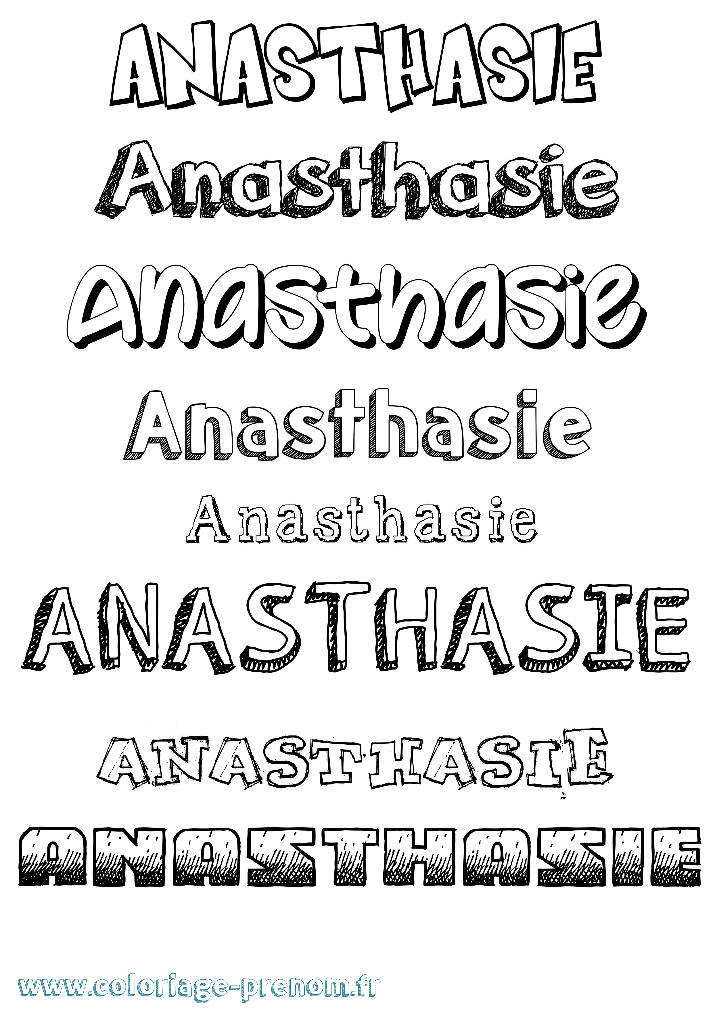 Coloriage prénom Anasthasie Dessiné