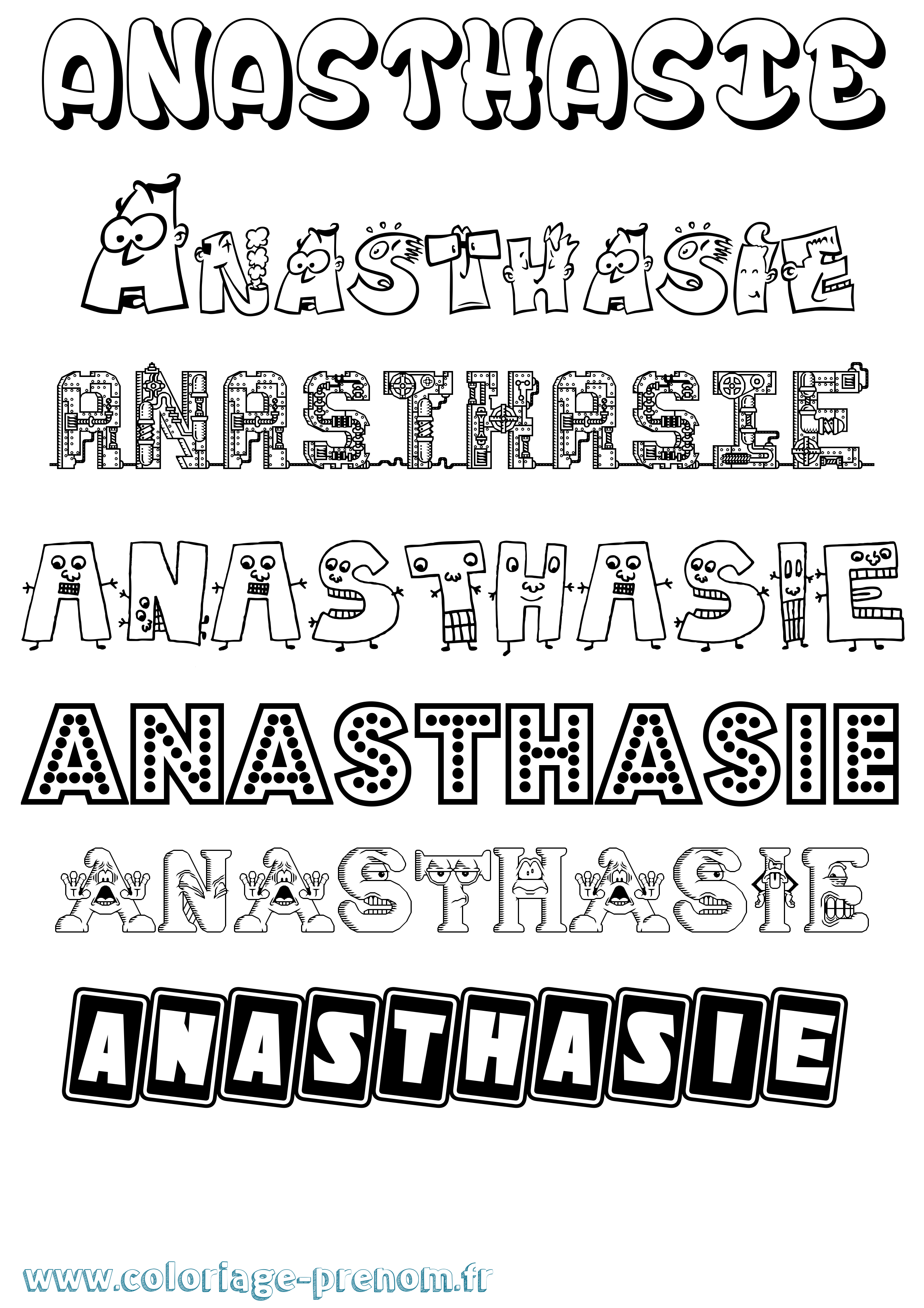 Coloriage prénom Anasthasie Fun