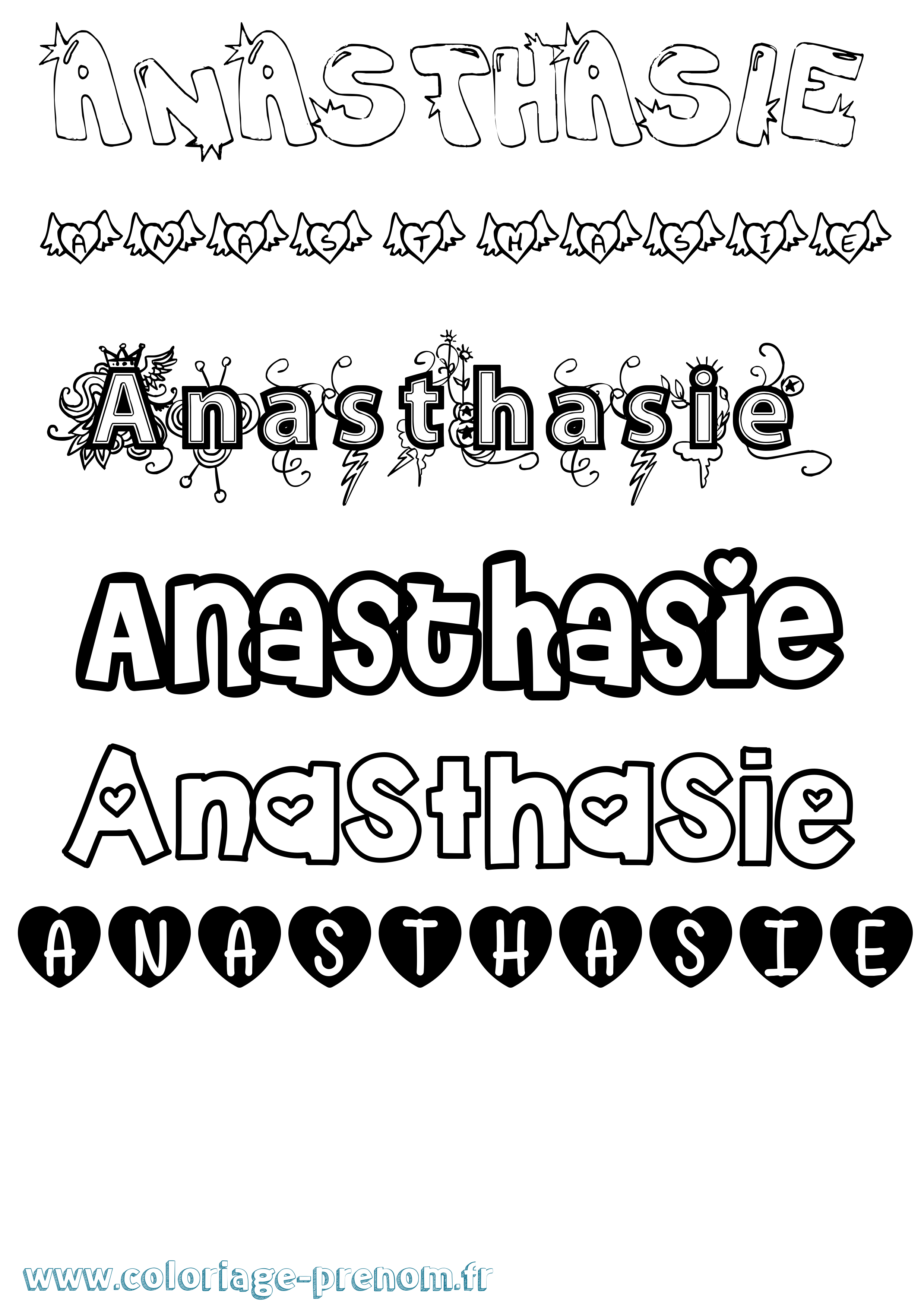 Coloriage prénom Anasthasie Girly