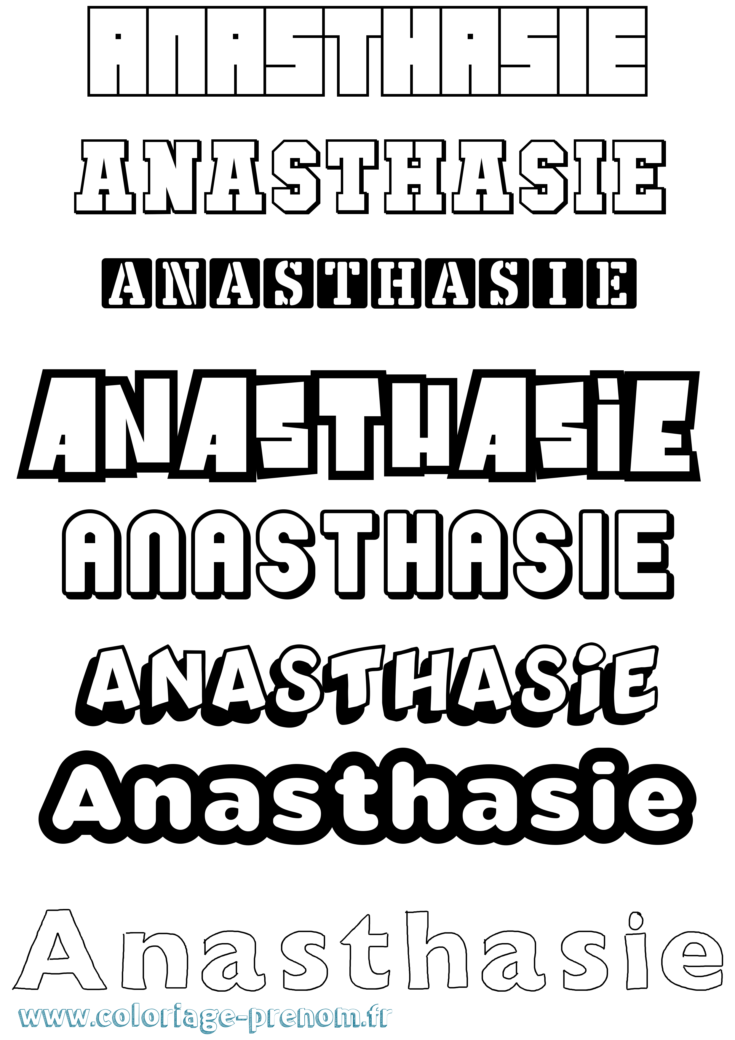 Coloriage prénom Anasthasie Simple