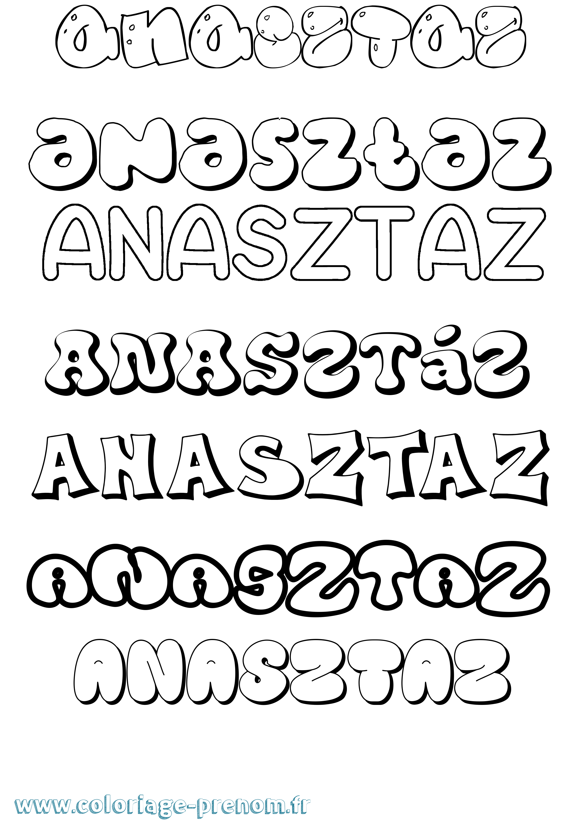Coloriage Anasztáz Bubble Coloriage prénom Anasztáz Bubble