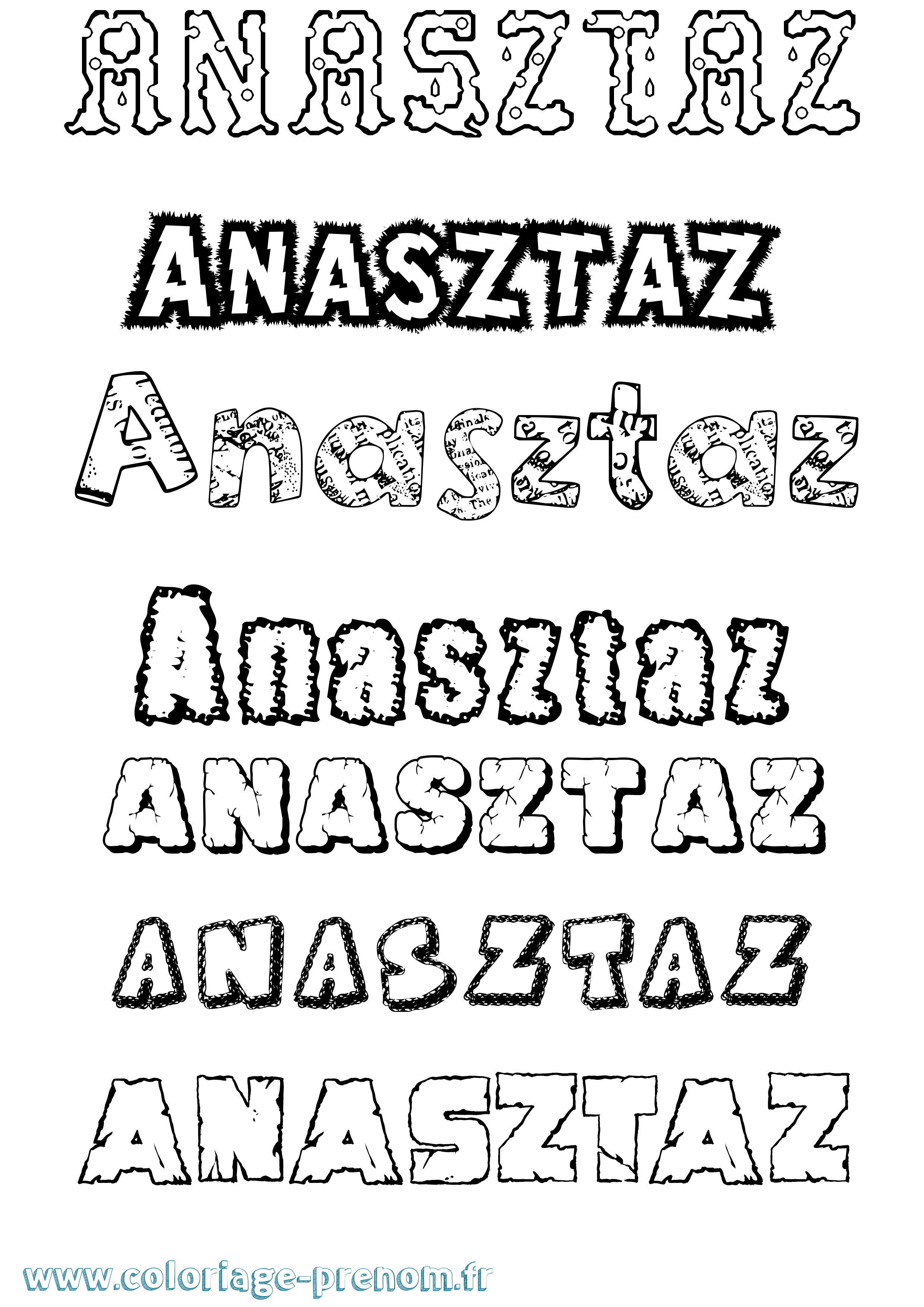 Coloriage Anasztáz Destructuré Coloriage prénom Anasztáz Destructuré