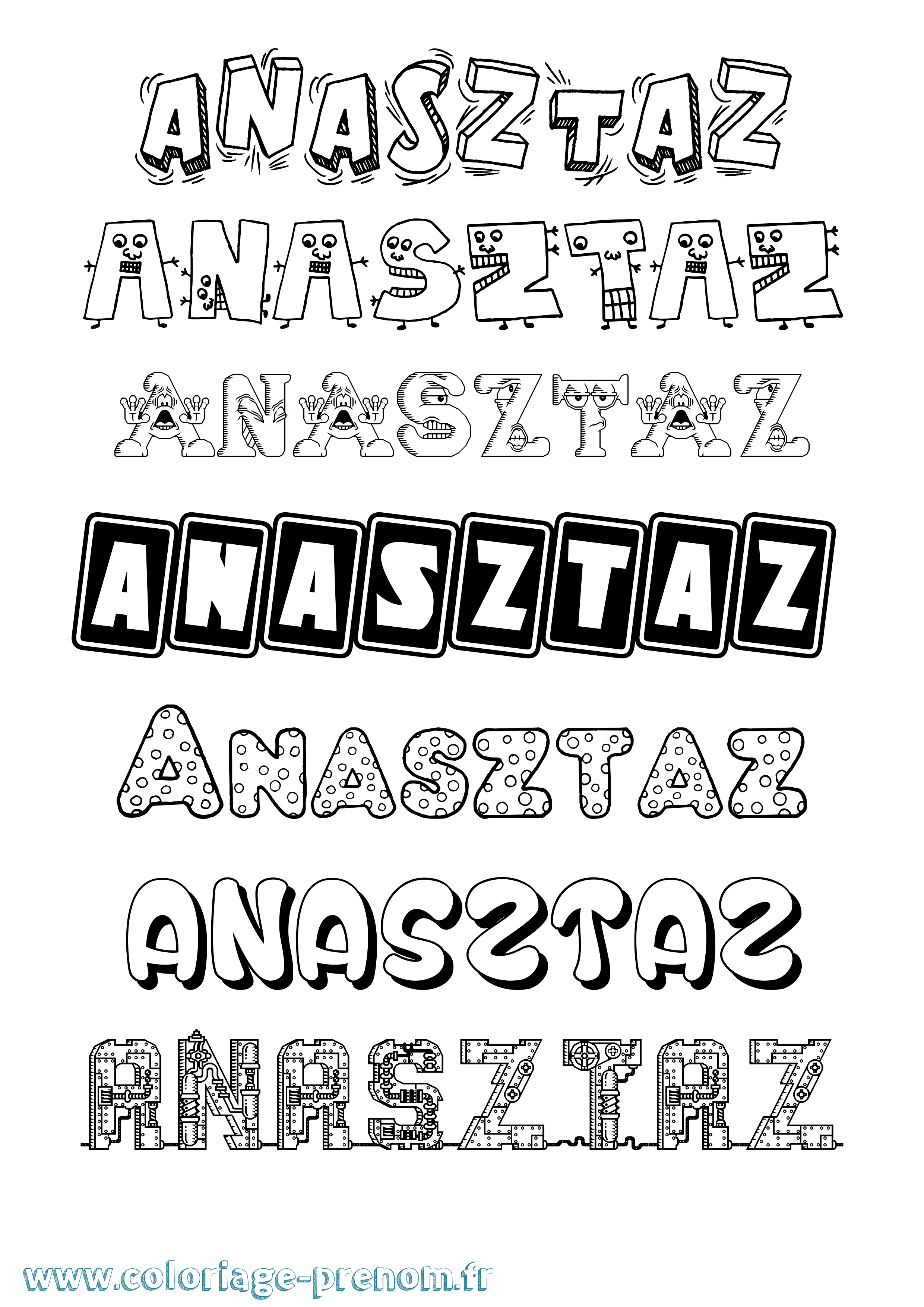 Coloriage Anasztáz Fun Coloriage prénom Anasztáz Fun