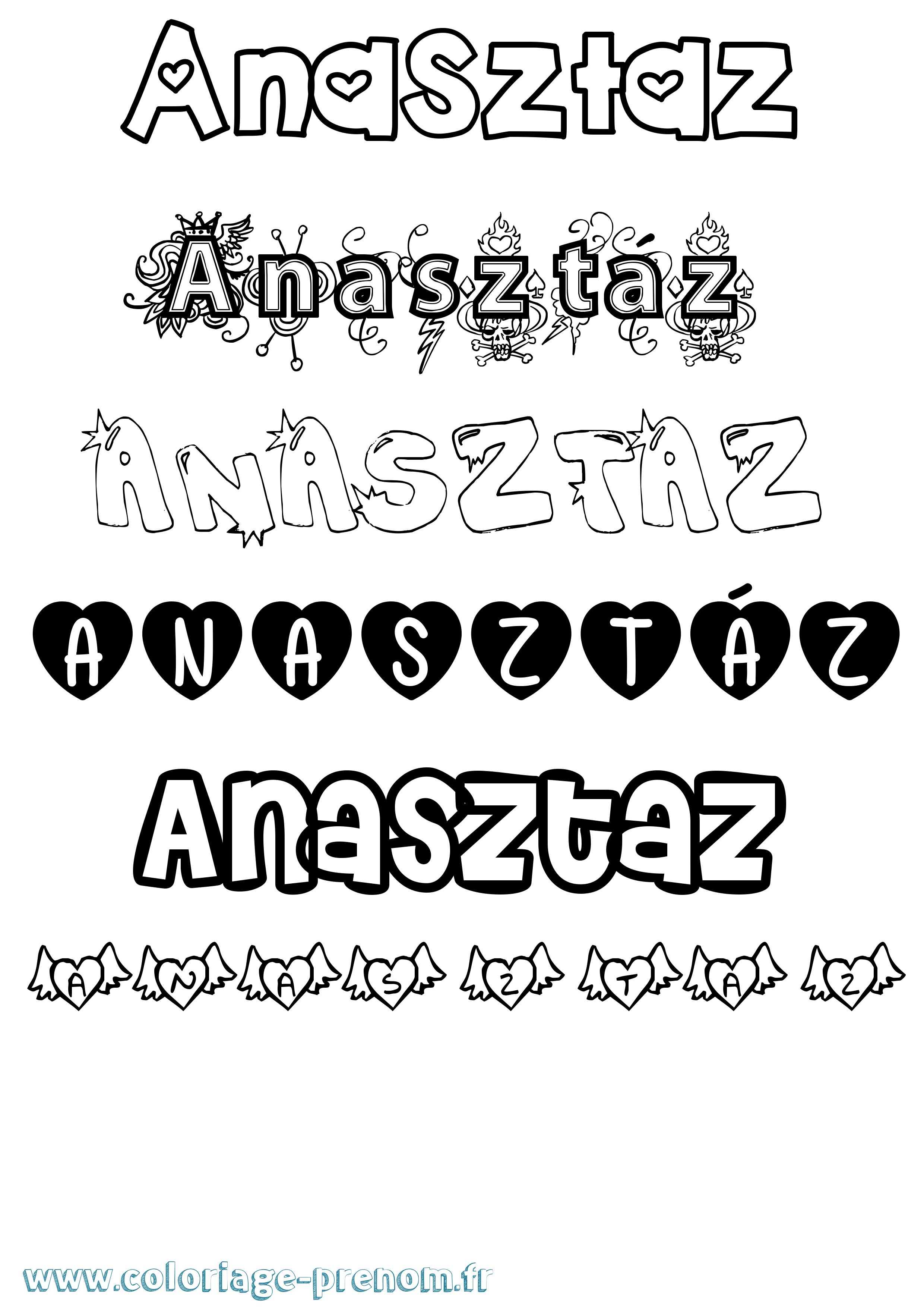 Coloriage Anasztáz Girly Coloriage prénom Anasztáz Girly