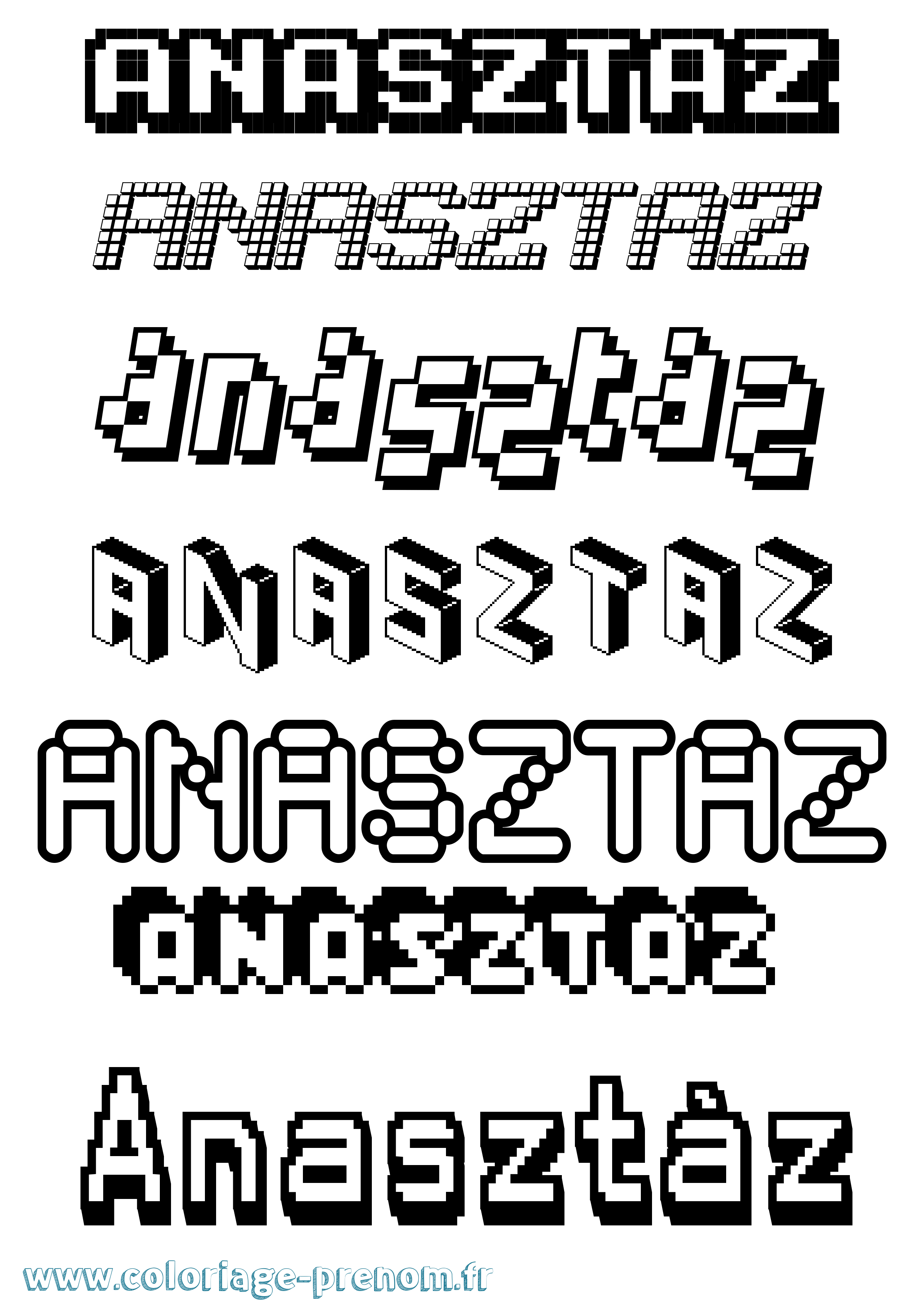 Coloriage Anasztáz Pixel Coloriage prénom Anasztáz Pixel