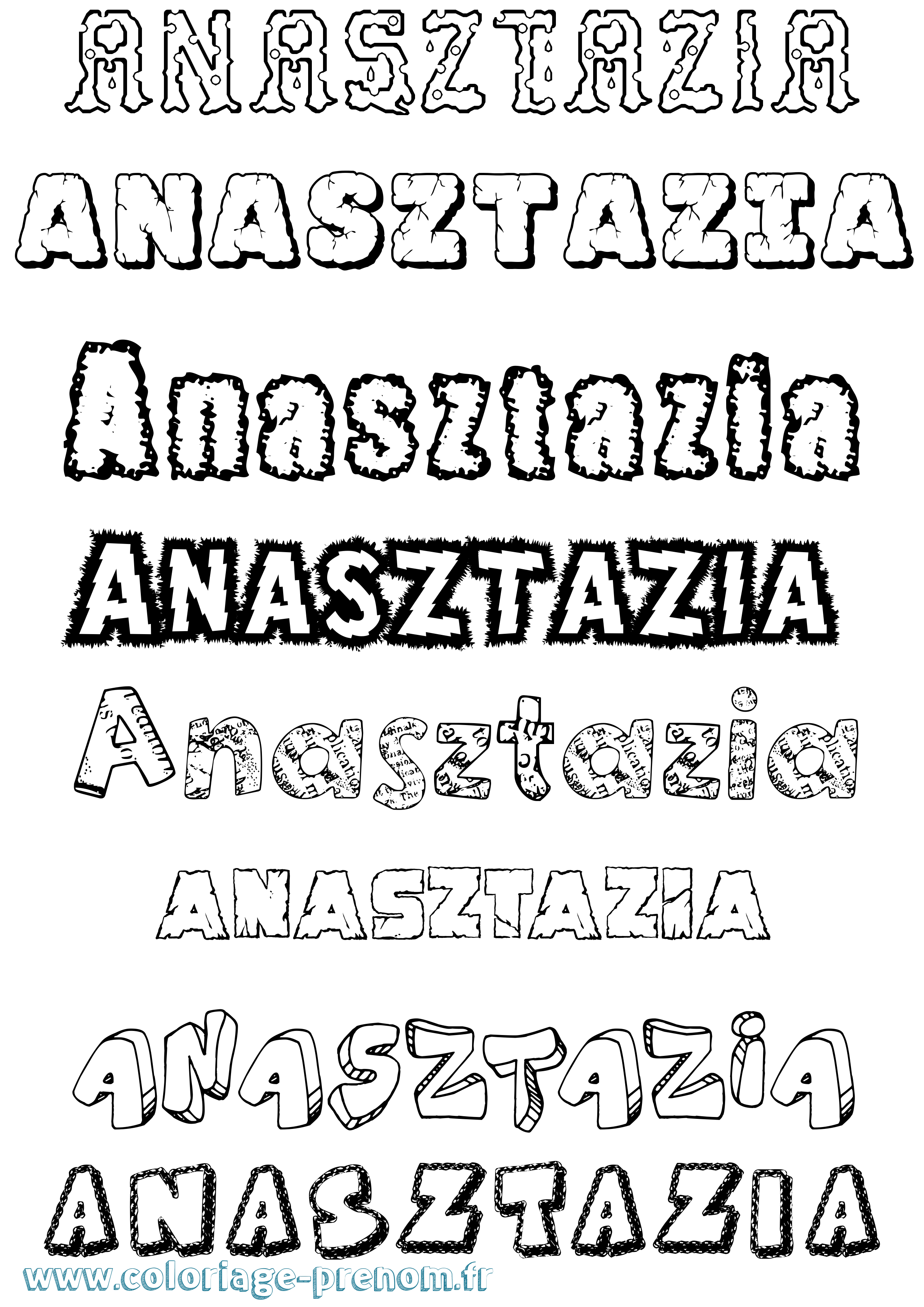 Coloriage Anasztázia Destructuré Coloriage prénom Anasztázia Destructuré