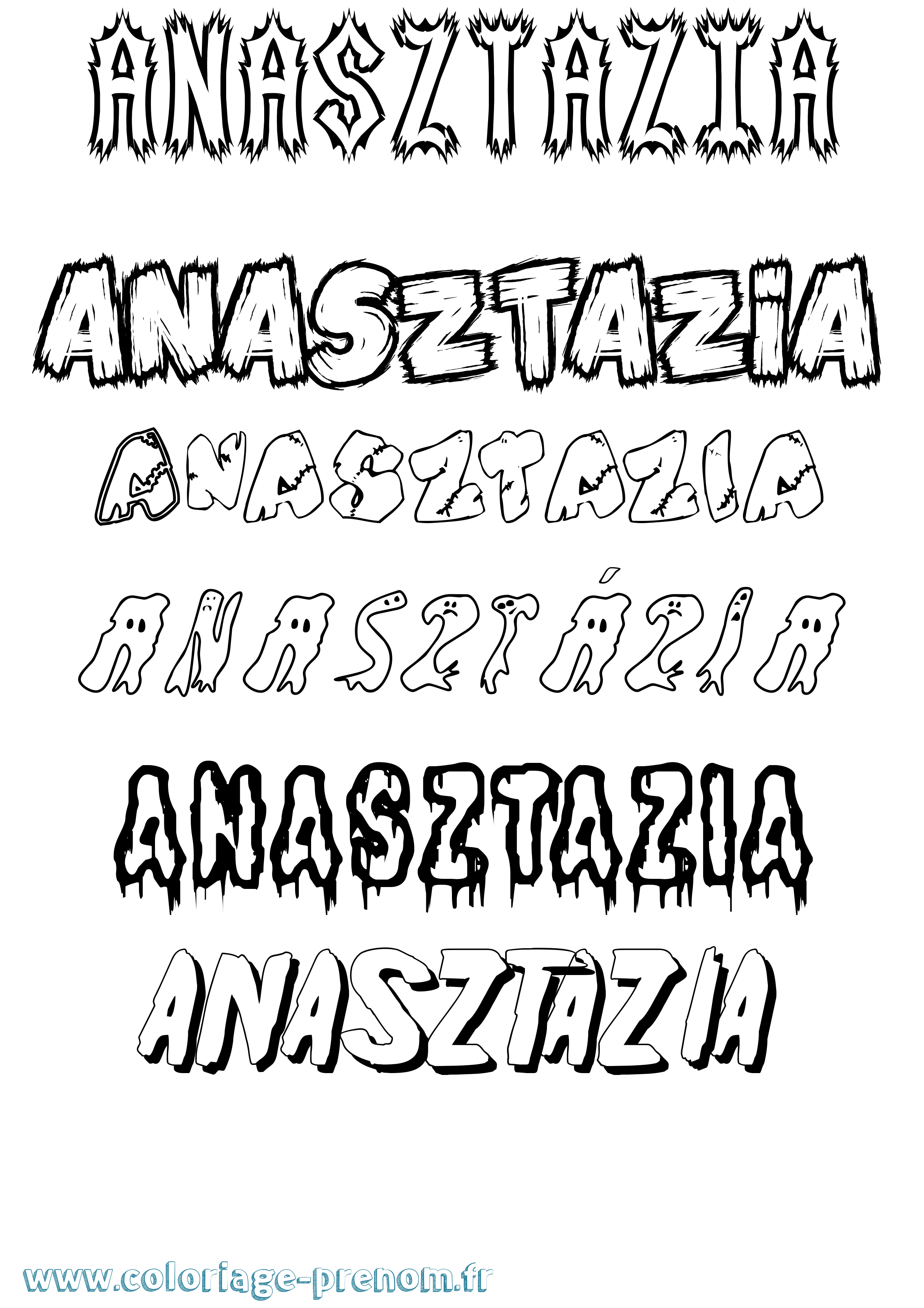 Coloriage Anasztázia Frisson Coloriage prénom Anasztázia Frisson