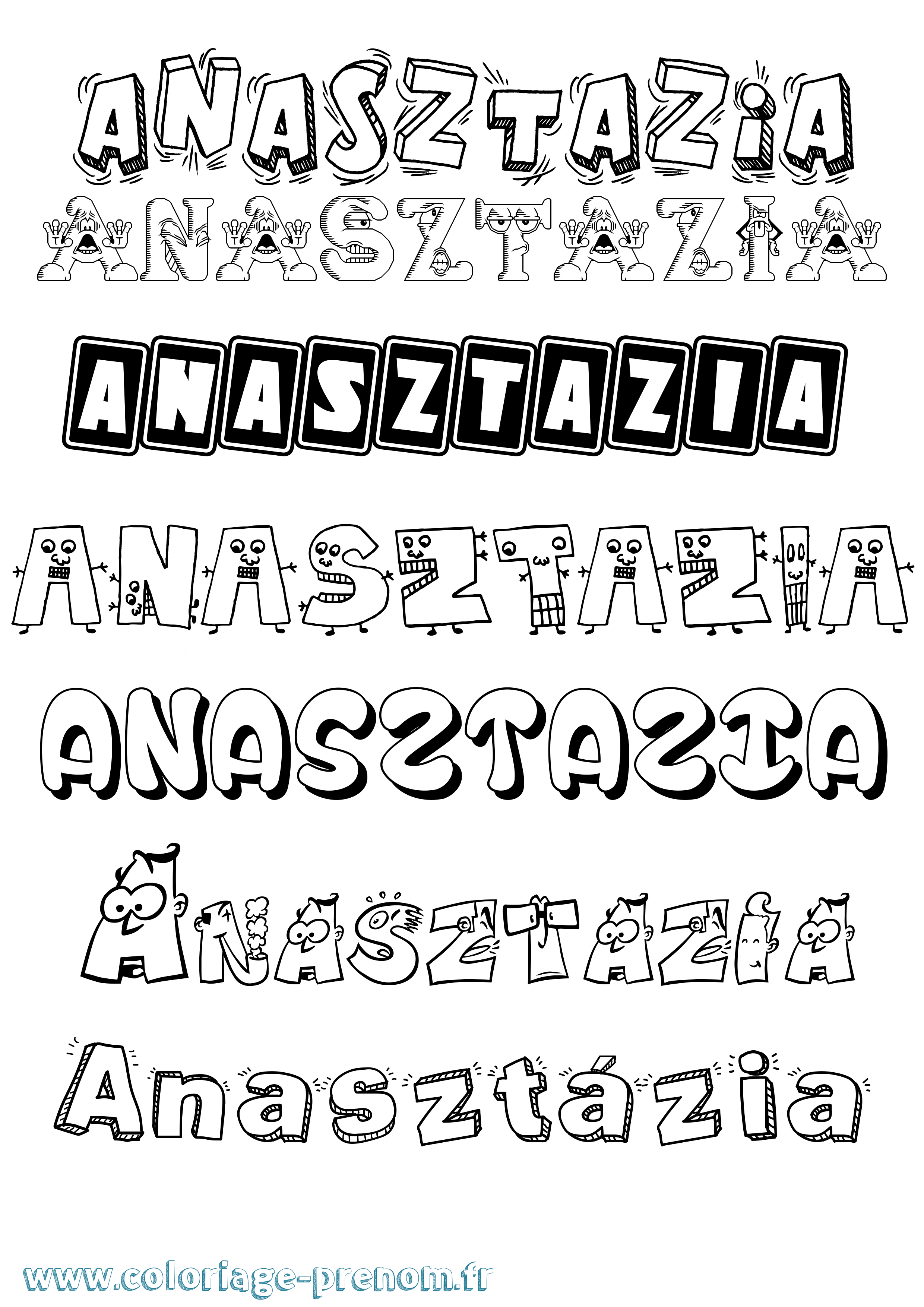 Coloriage Anasztázia Fun Coloriage prénom Anasztázia Fun