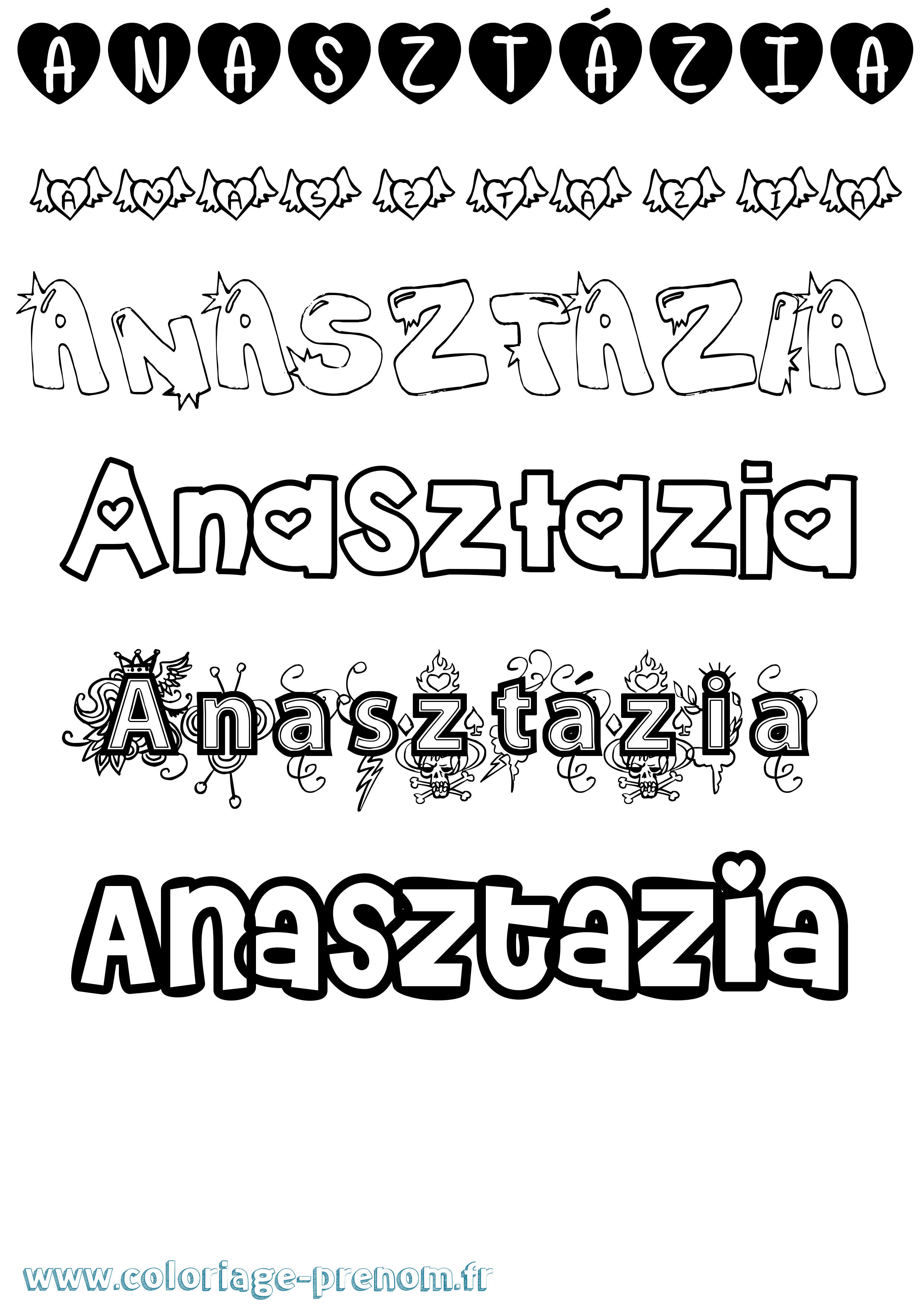 Coloriage Anasztázia Girly Coloriage prénom Anasztázia Girly