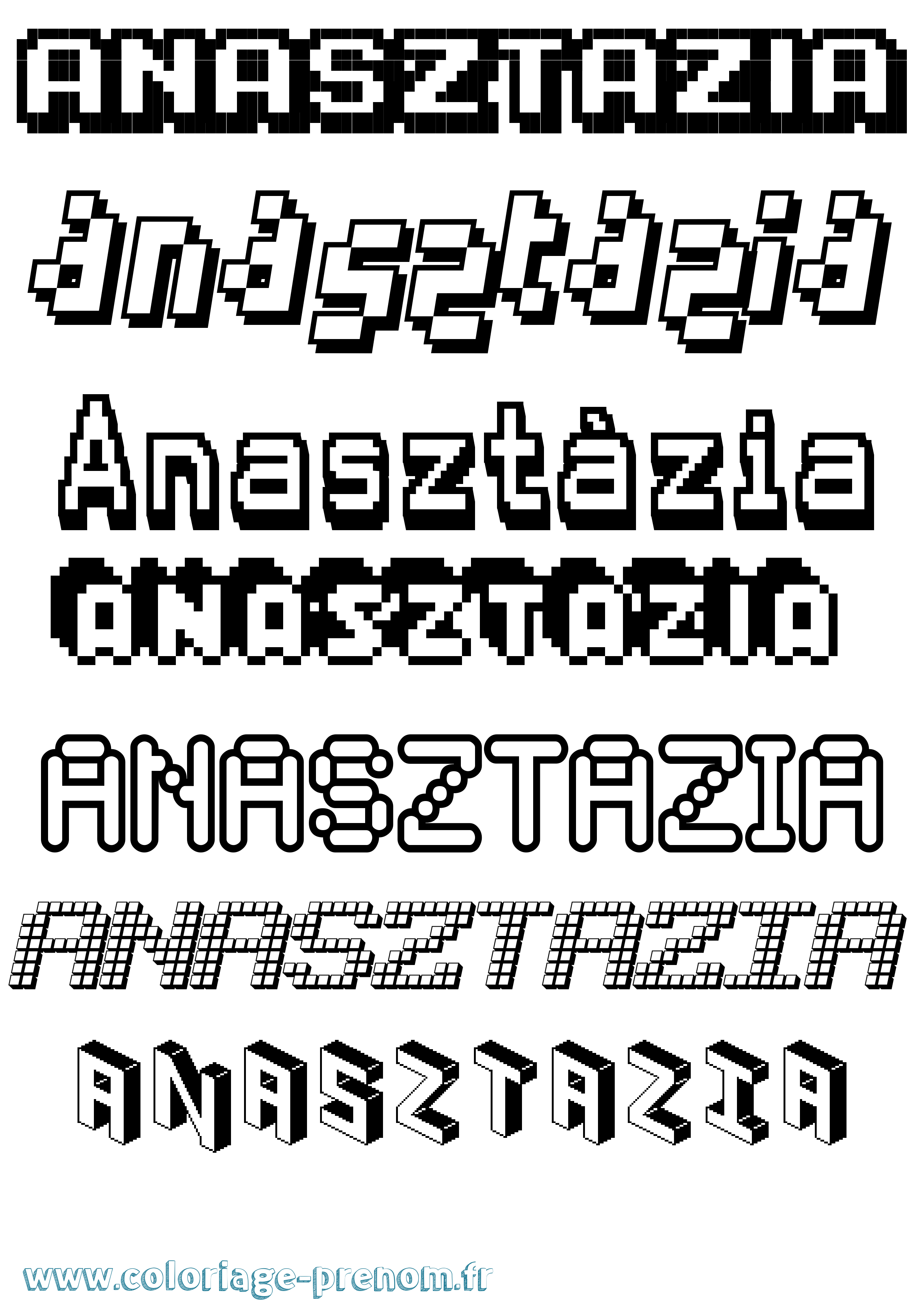 Coloriage Anasztázia Pixel Coloriage prénom Anasztázia Pixel